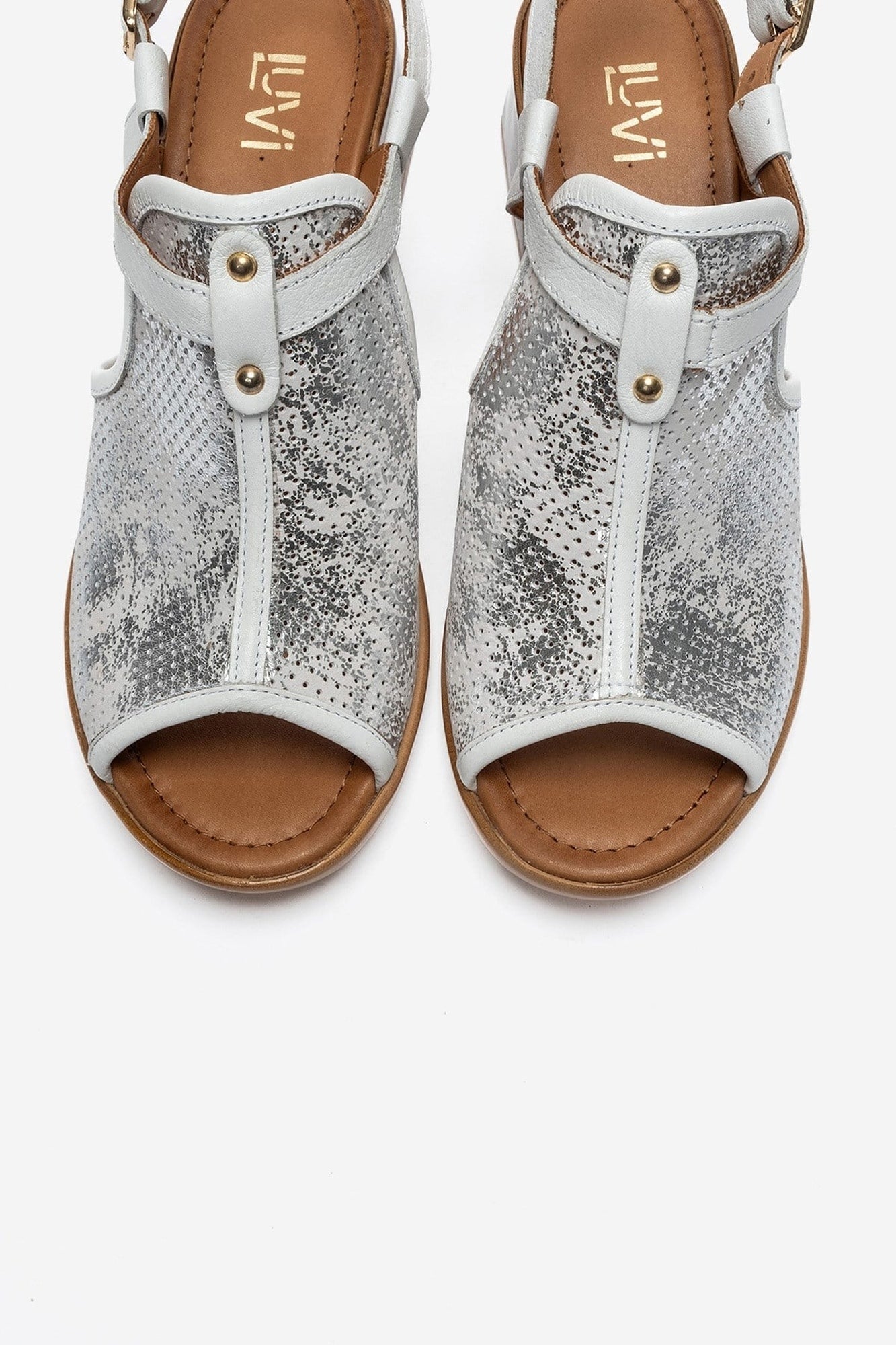 JANELLE - White Genuine Leather Block Heel Sandal (Women)