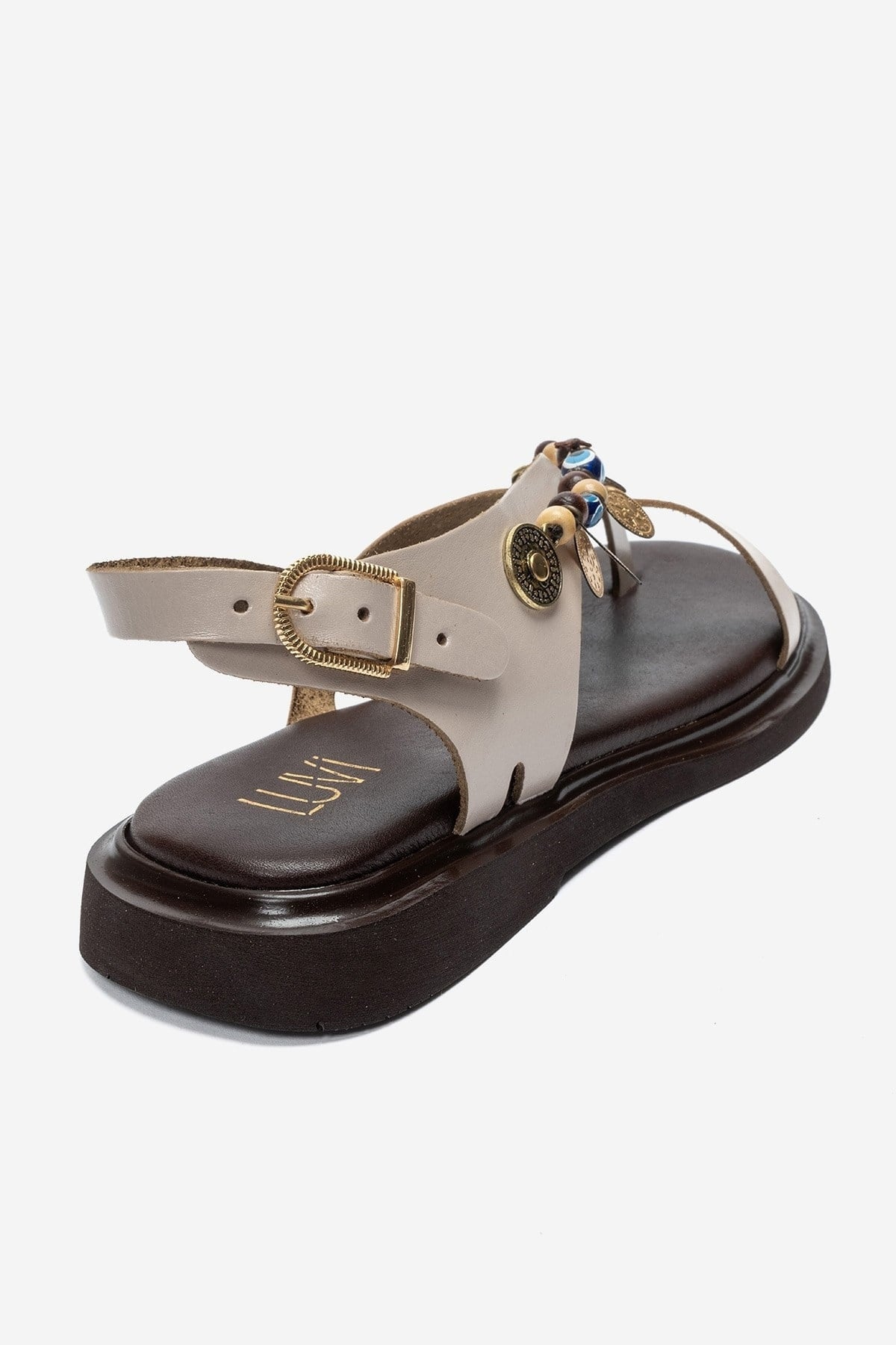 HUSH - Cream Genuine Leather Beaded Toe-Post Sandal (Women)