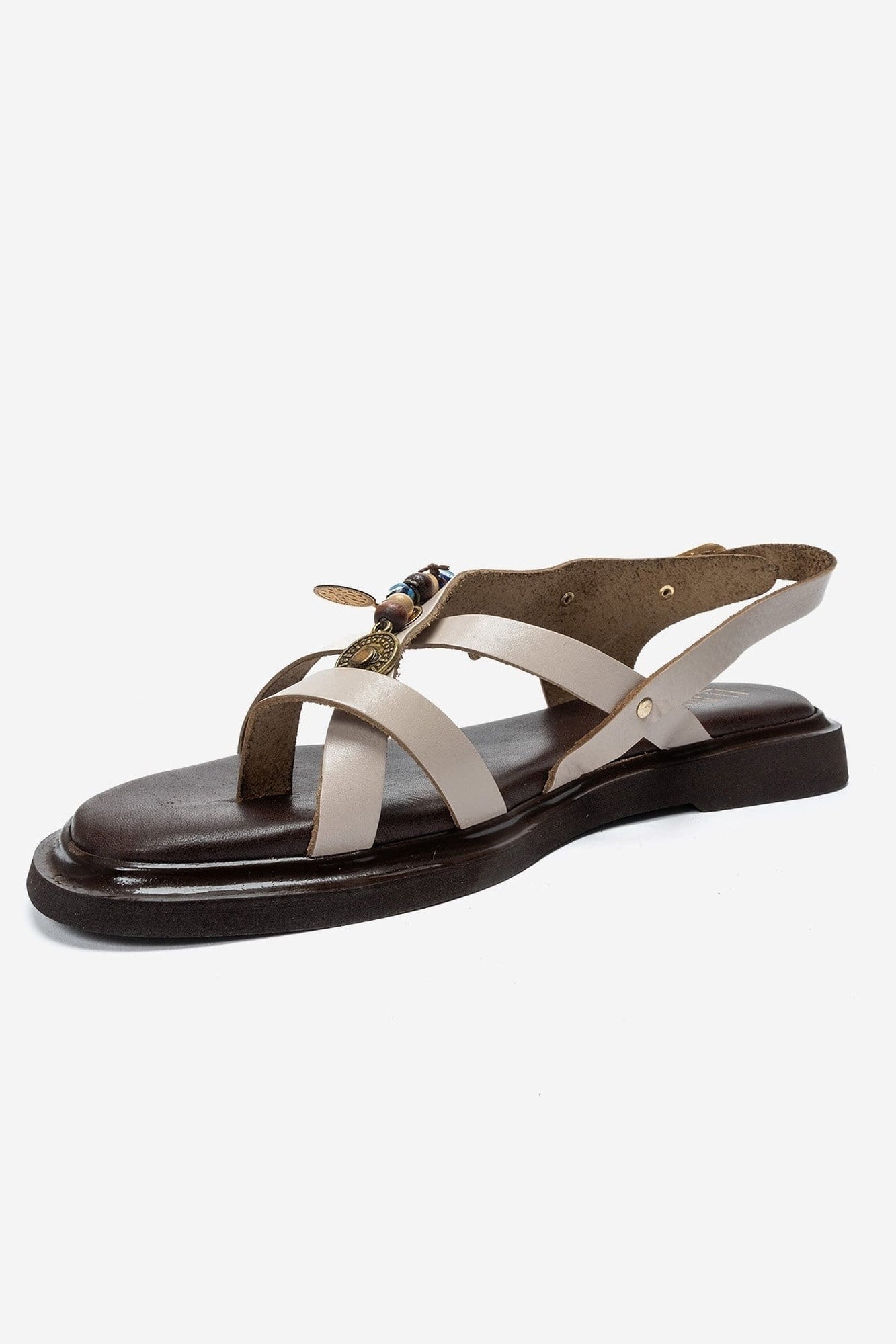 HUSH - Cream Genuine Leather Beaded Toe-Post Sandal (Women)