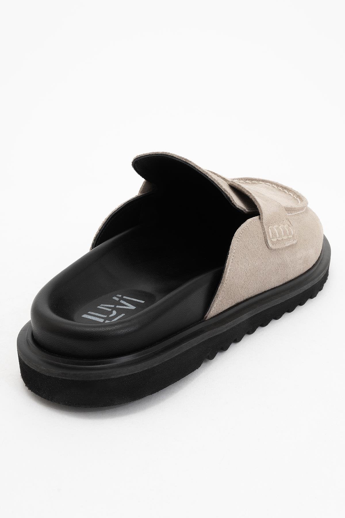 Laven - Beige Suede Leather Clogs (Women)