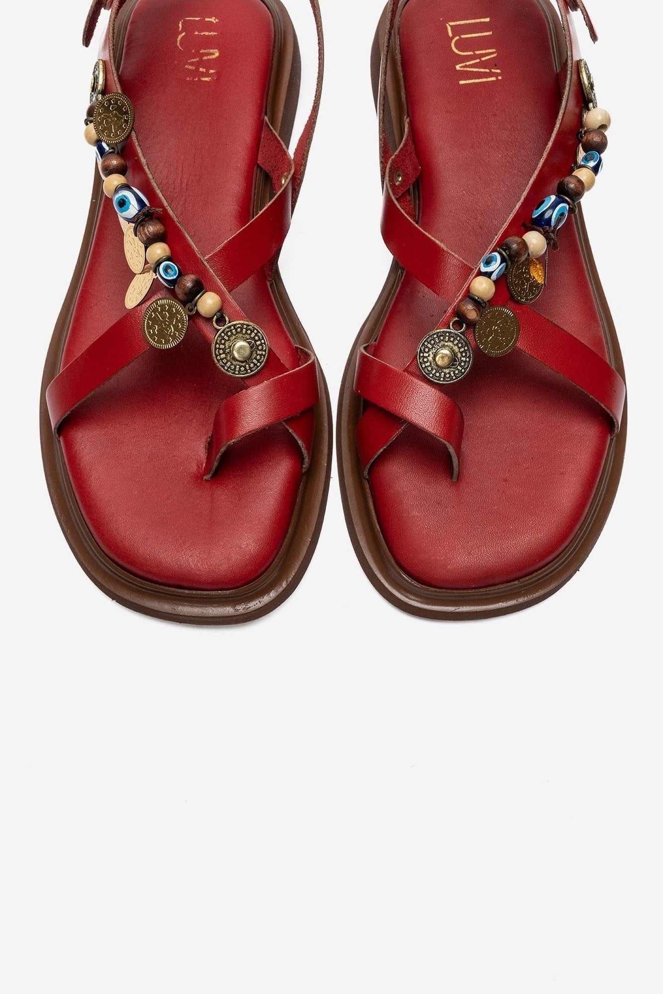 HUSH - Red Genuine Leather Toe-Post Sandal (Women)