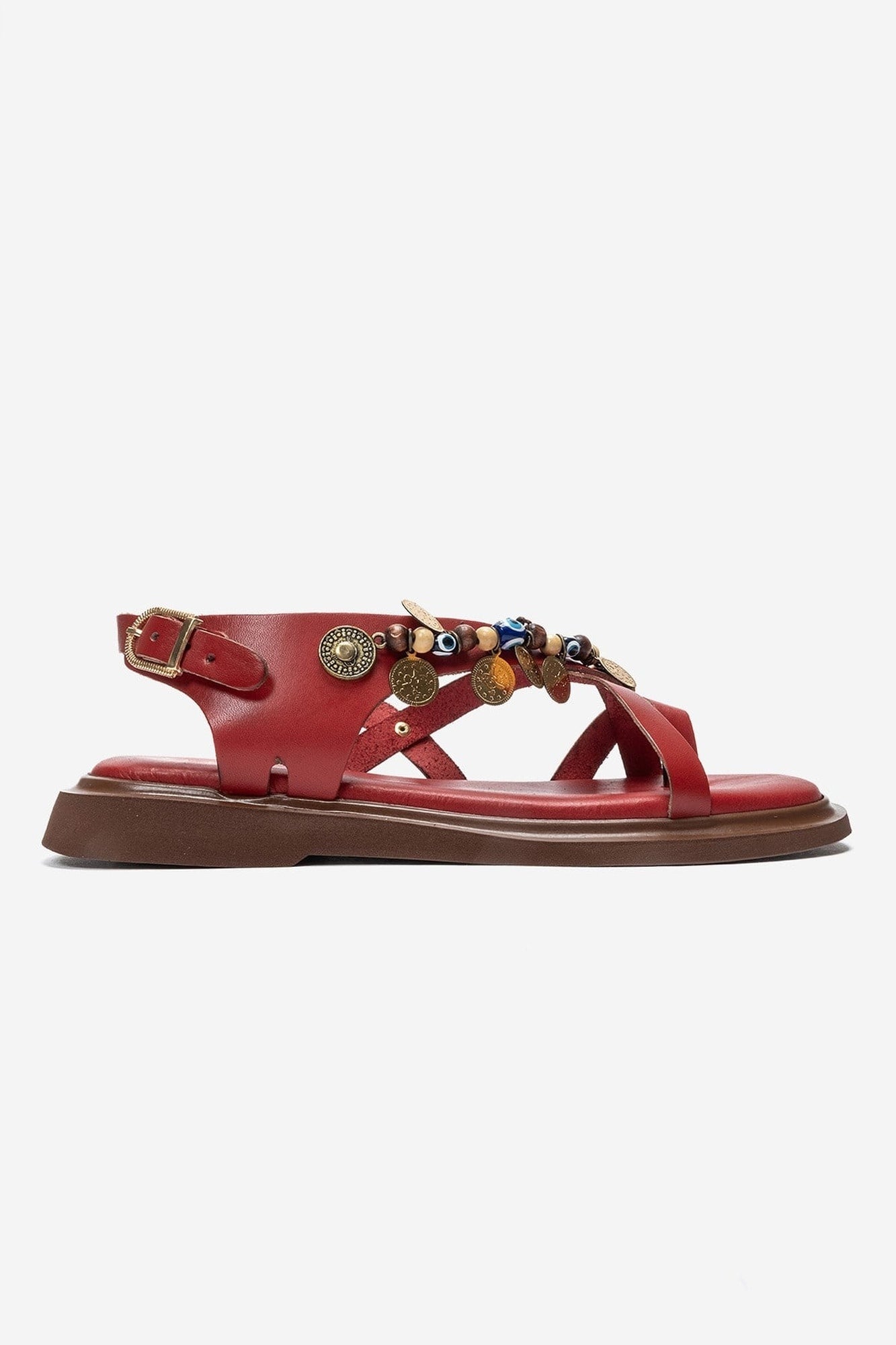 HUSH - Red Genuine Leather Toe-Post Sandal (Women)