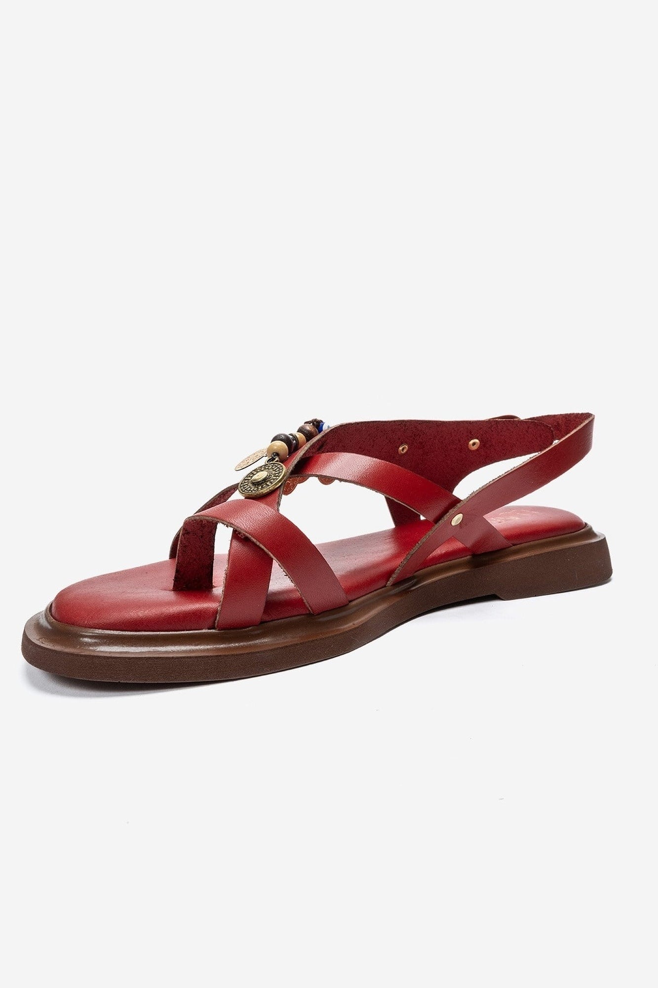 HUSH - Red Genuine Leather Toe-Post Sandal (Women)
