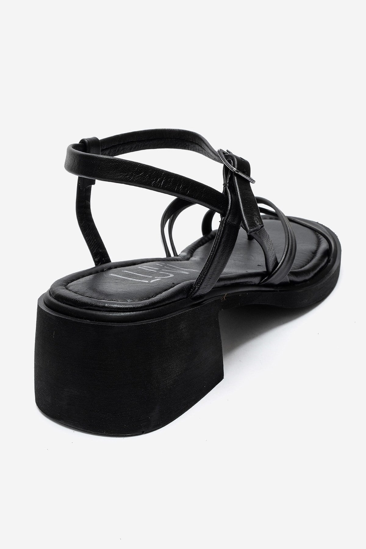 Cirelle - Black Genuine Leather Toe-Post Block Heel Sandal (Women)