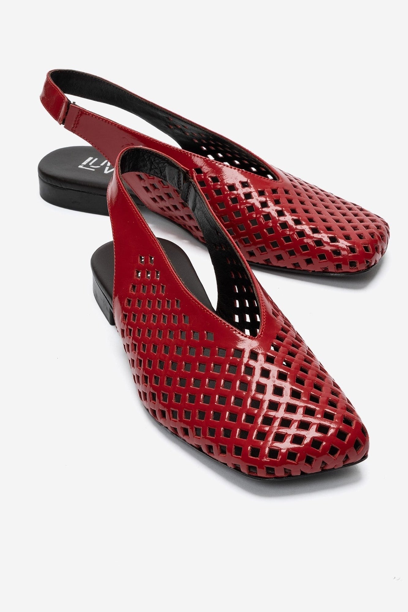 Delizia - Red Genuine Leather Closed-Toe Laser-Cut Sandal (Women)