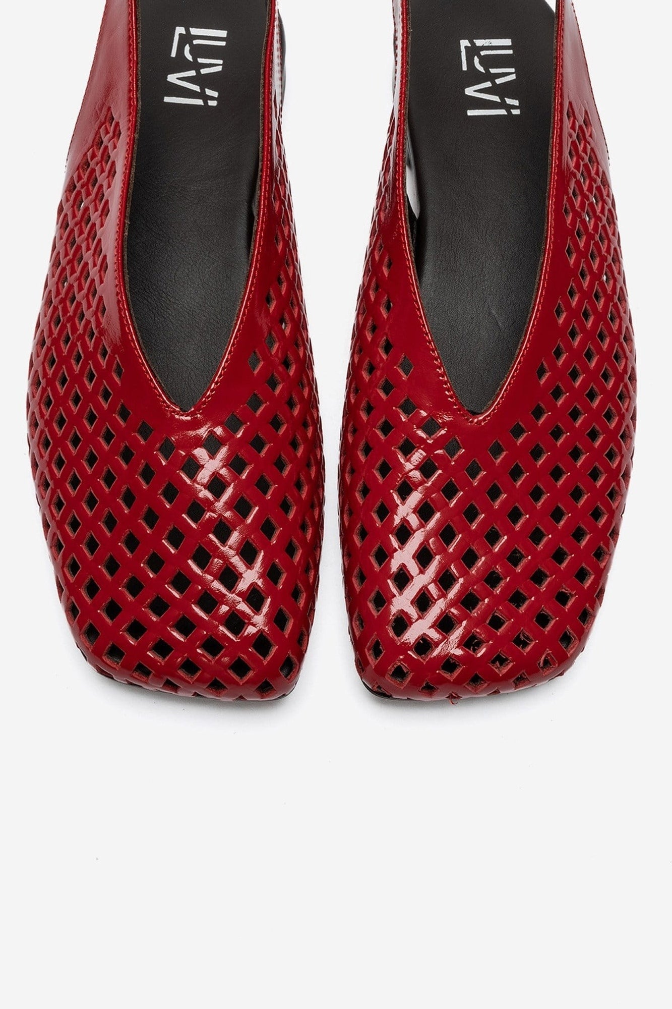Delizia - Red Genuine Leather Closed-Toe Laser-Cut Sandal (Women)