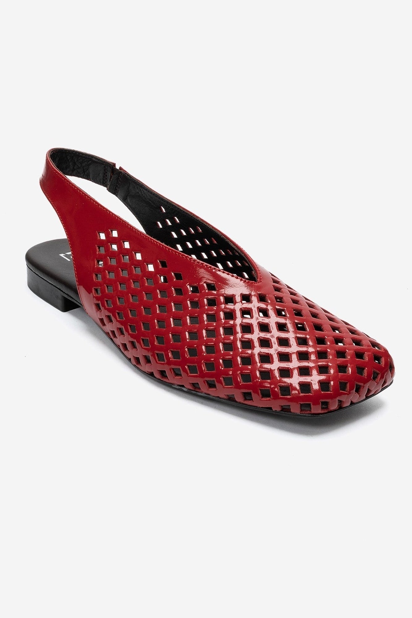 Delizia - Red Genuine Leather Closed-Toe Laser-Cut Sandal (Women)