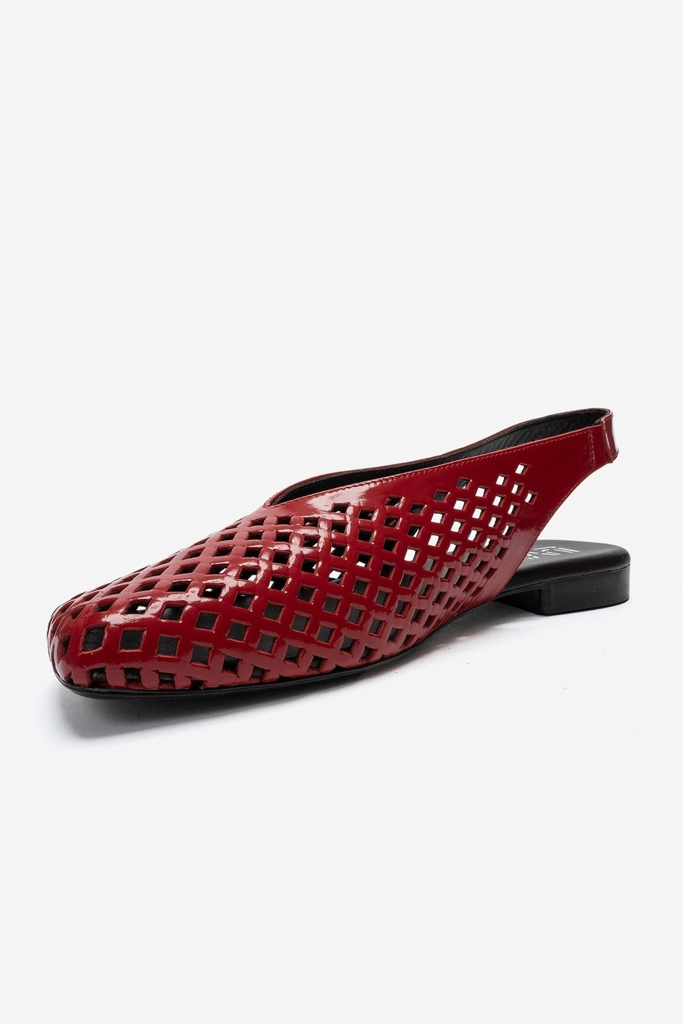 Delizia - Red Genuine Leather Closed-Toe Laser-Cut Sandal (Women)