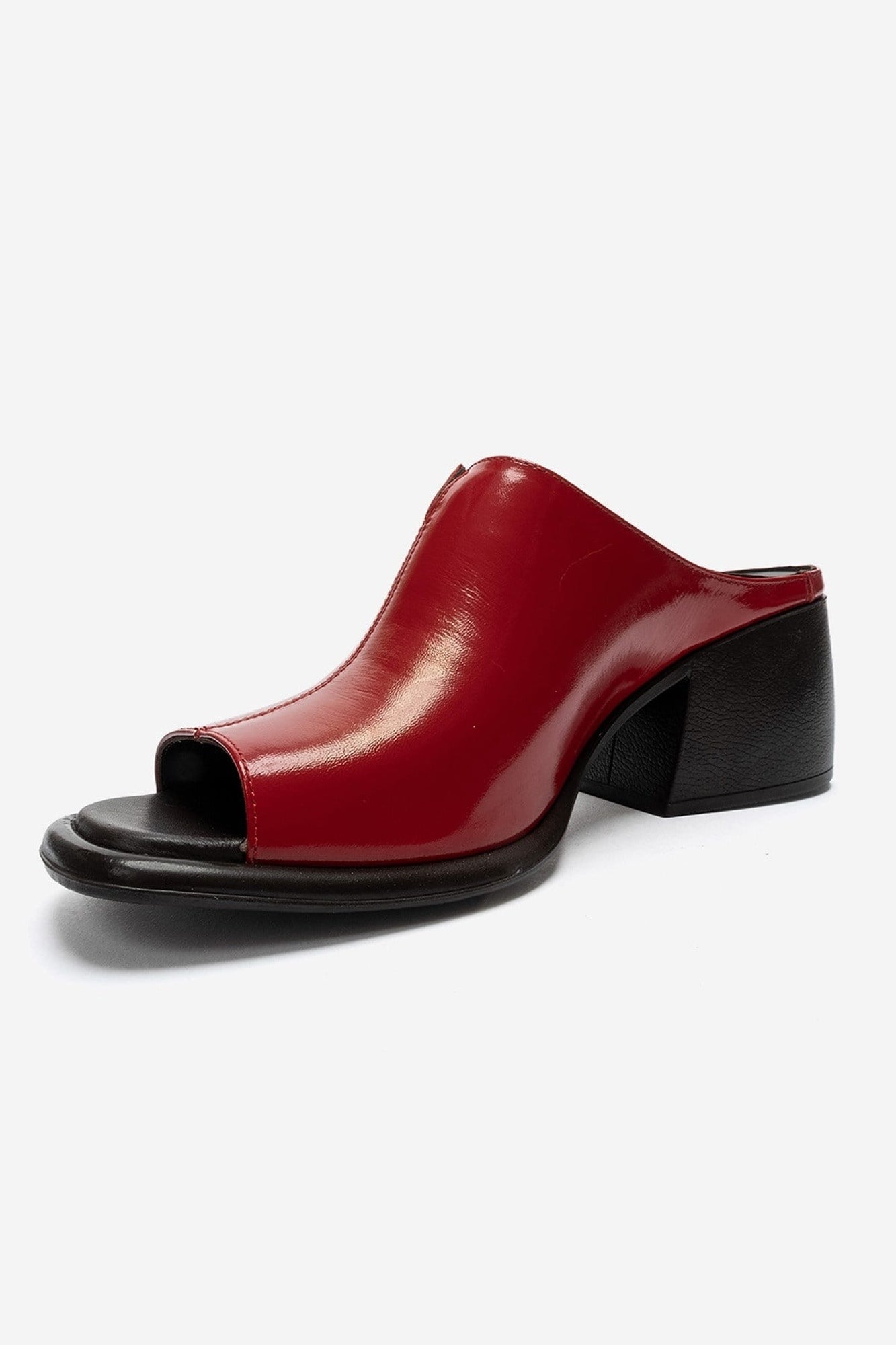 SOREX - Red Genuine Leather Block Heel Slide (Women)