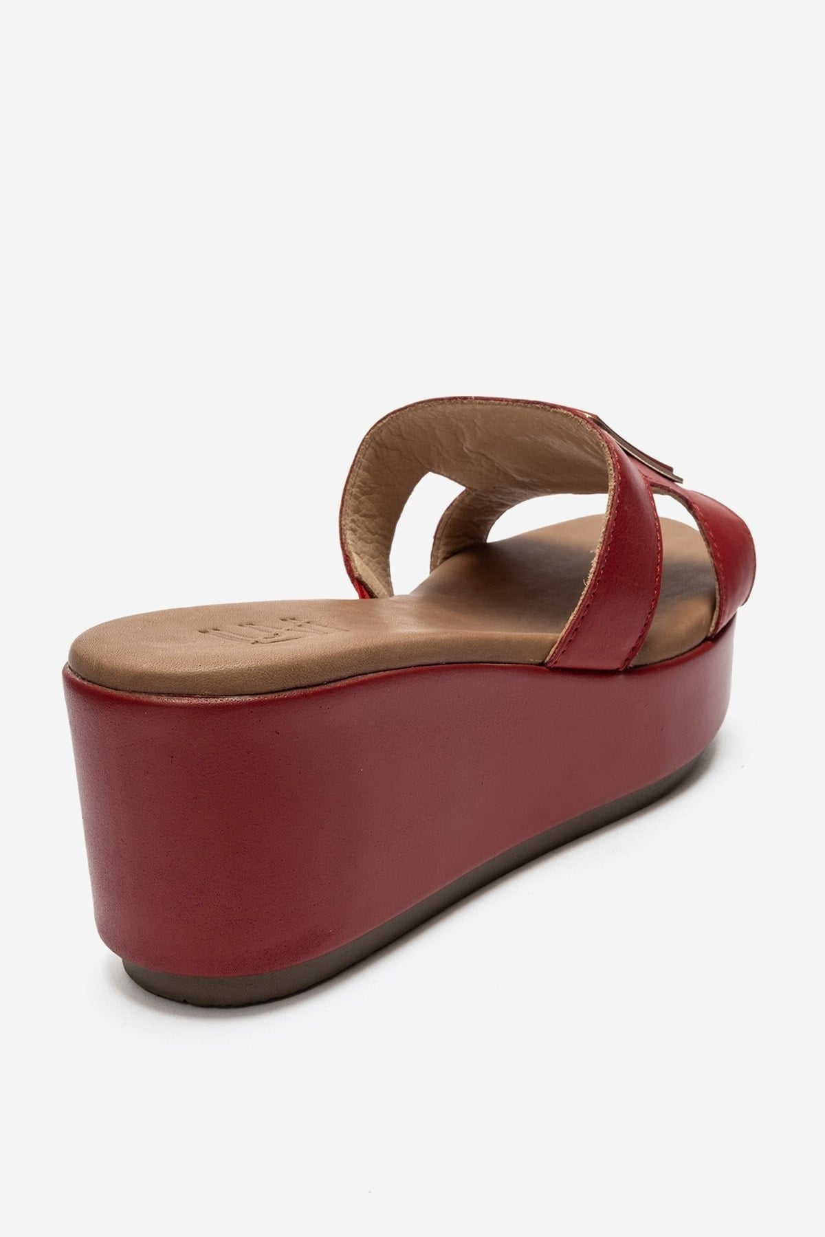 HIOLA - Red Genuine Leather Wedge Platform Slide (Women)