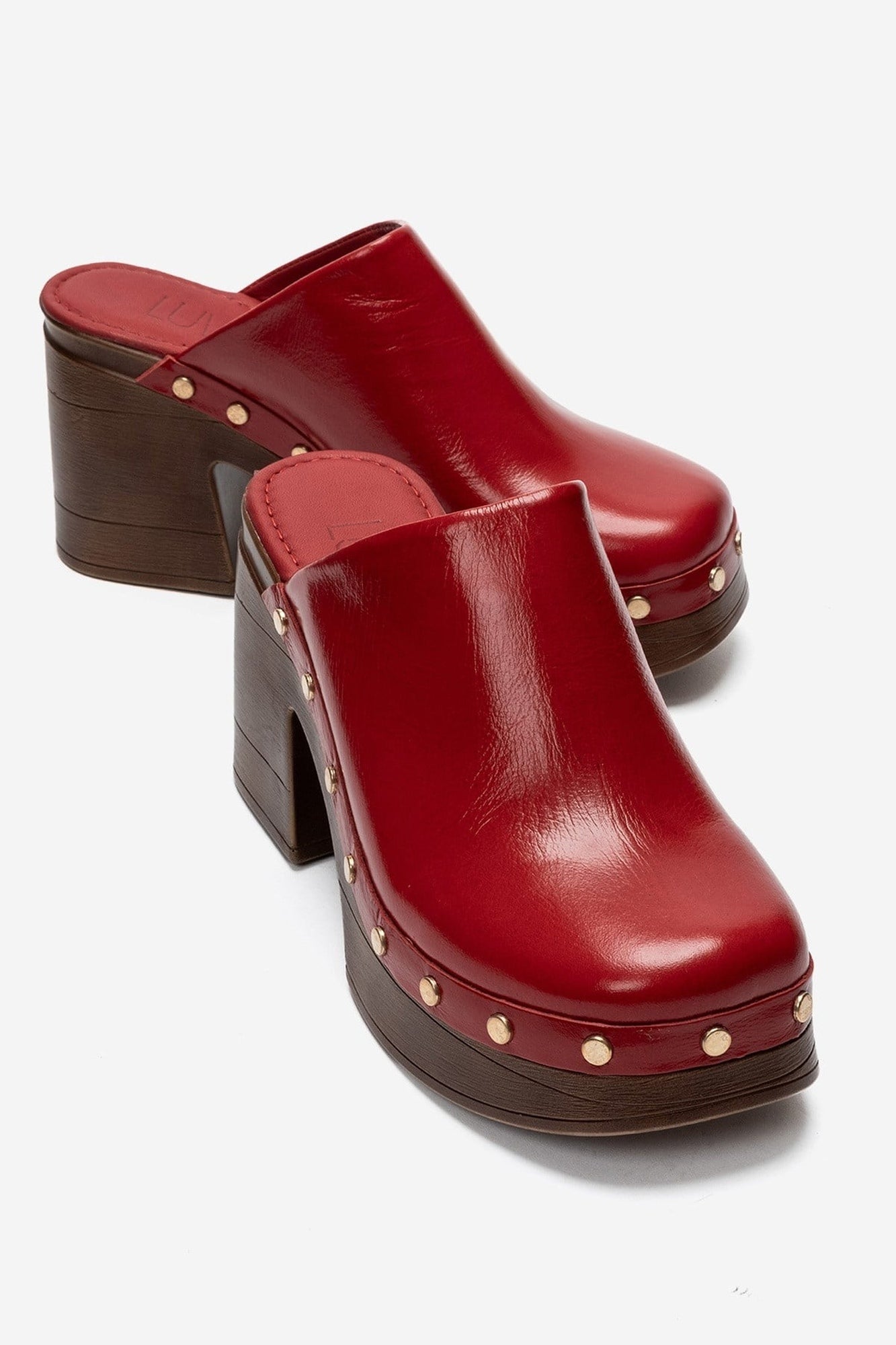 BELLUNE - Red Patent Genuine Leather Platform Mule (Women)