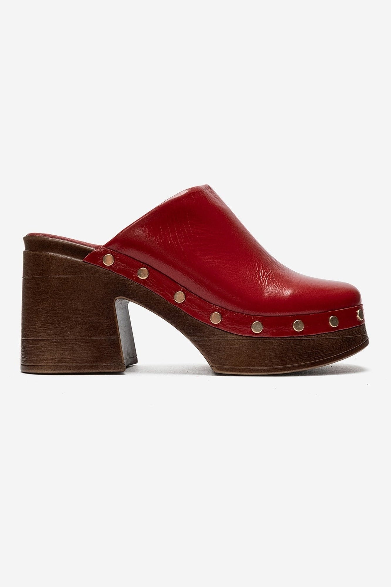 BELLUNE - Red Patent Genuine Leather Platform Mule (Women)