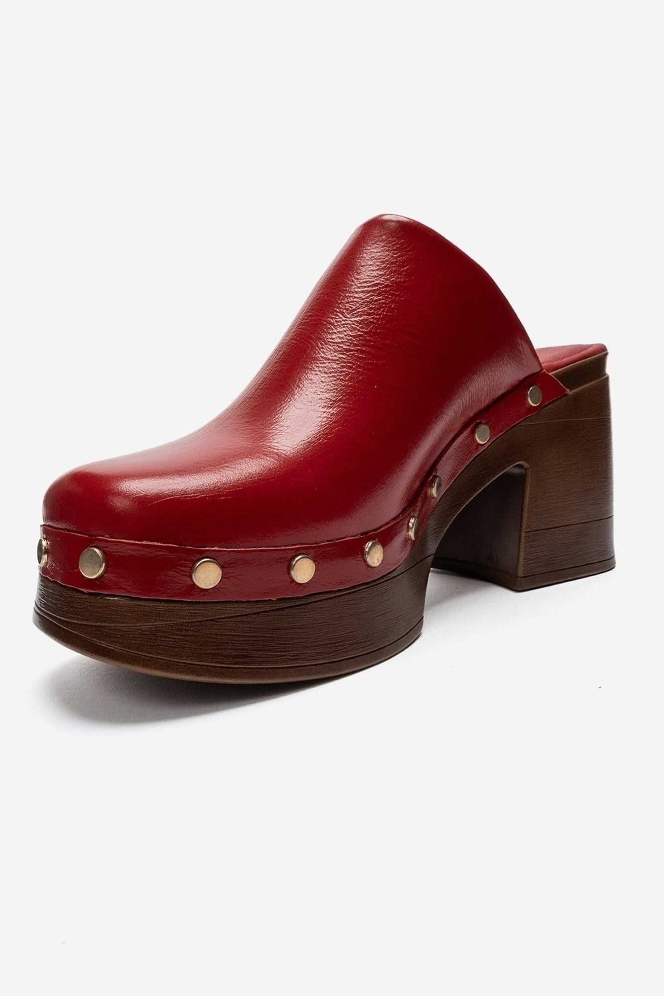 BELLUNE - Red Patent Genuine Leather Platform Mule (Women)