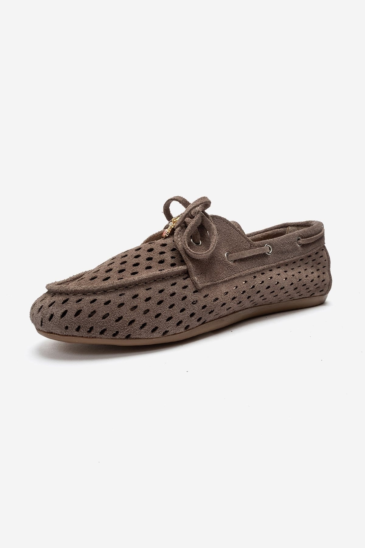 STEVO - Taupe Genuine Leather Lace-Up Loafer (Women)