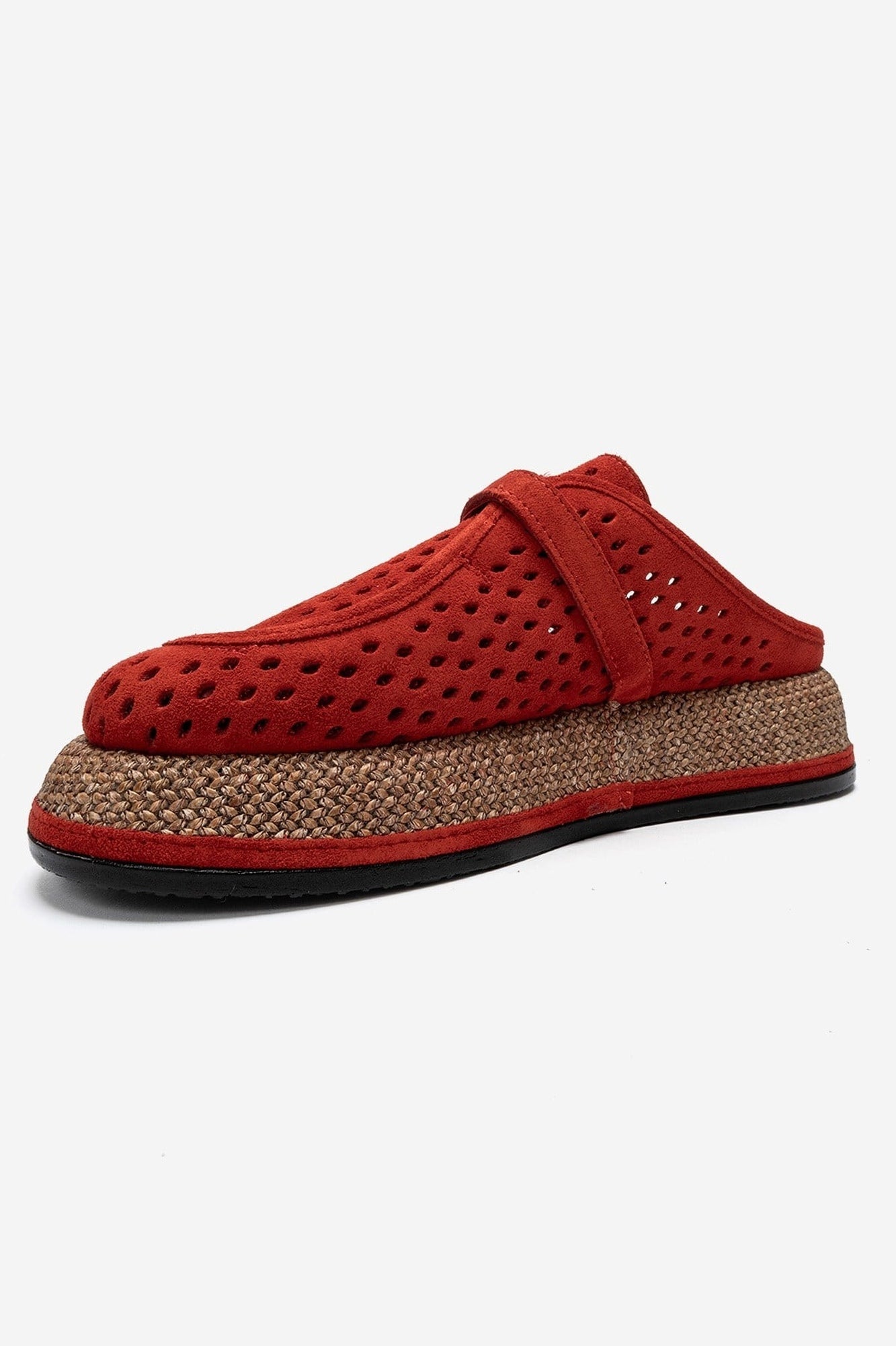 VONE - Red Genuine Leather Buckled Closed-Toe Mule (Women)