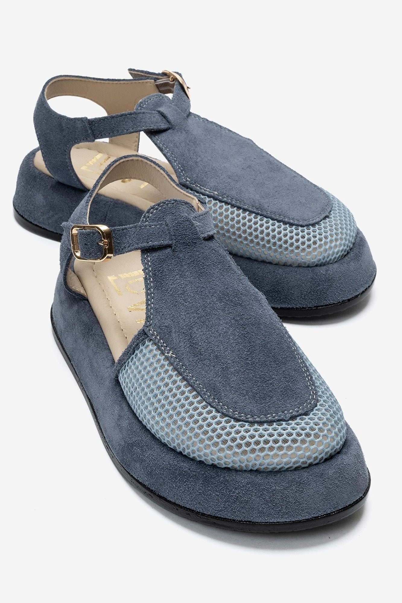 LURELIA - Denim Blue Genuine Leather Platform Sandal (Women)