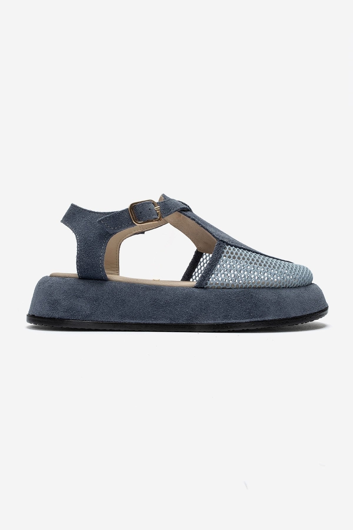LURELIA - Denim Blue Genuine Leather Platform Sandal (Women)