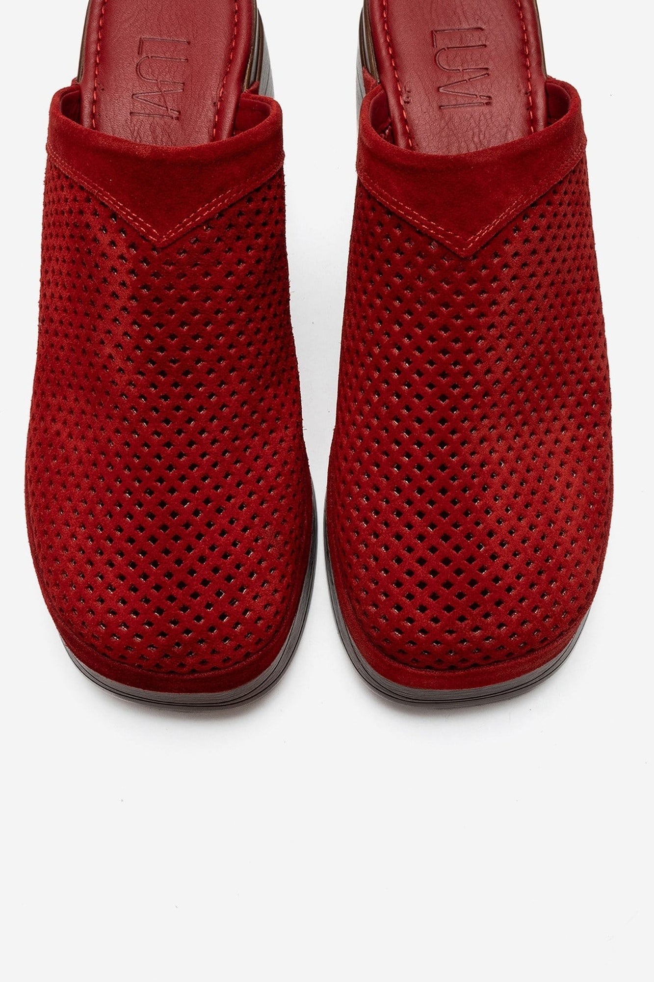 DEJAS - Red Genuine Leather Platform Heel Slide (Women)