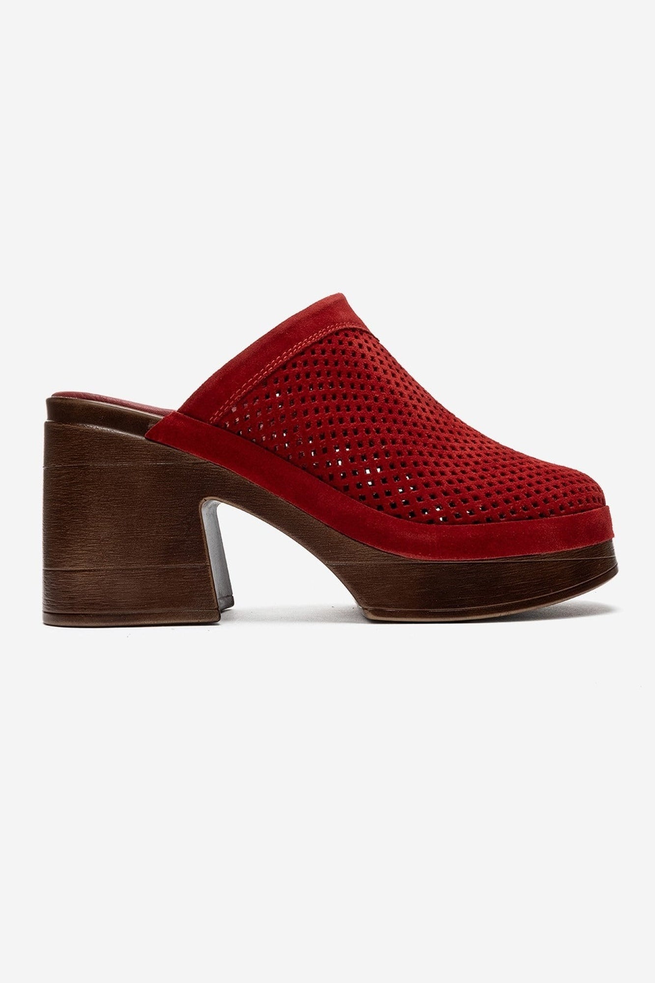 DEJAS - Red Genuine Leather Platform Heel Slide (Women)