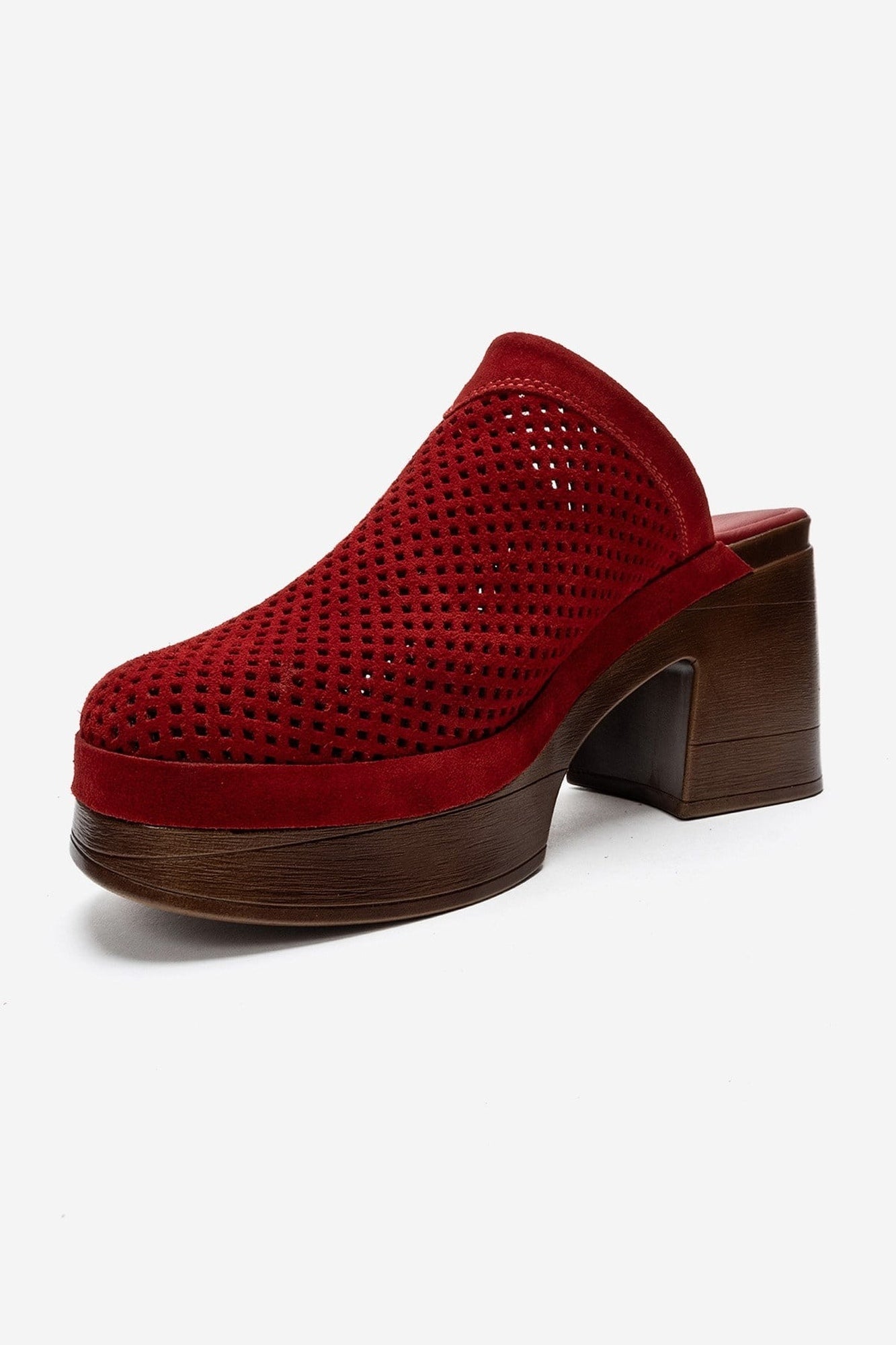 DEJAS - Red Genuine Leather Platform Heel Slide (Women)