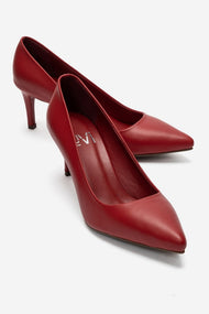 CLYDE - Red Genuine Leather Stiletto Pump (Women)