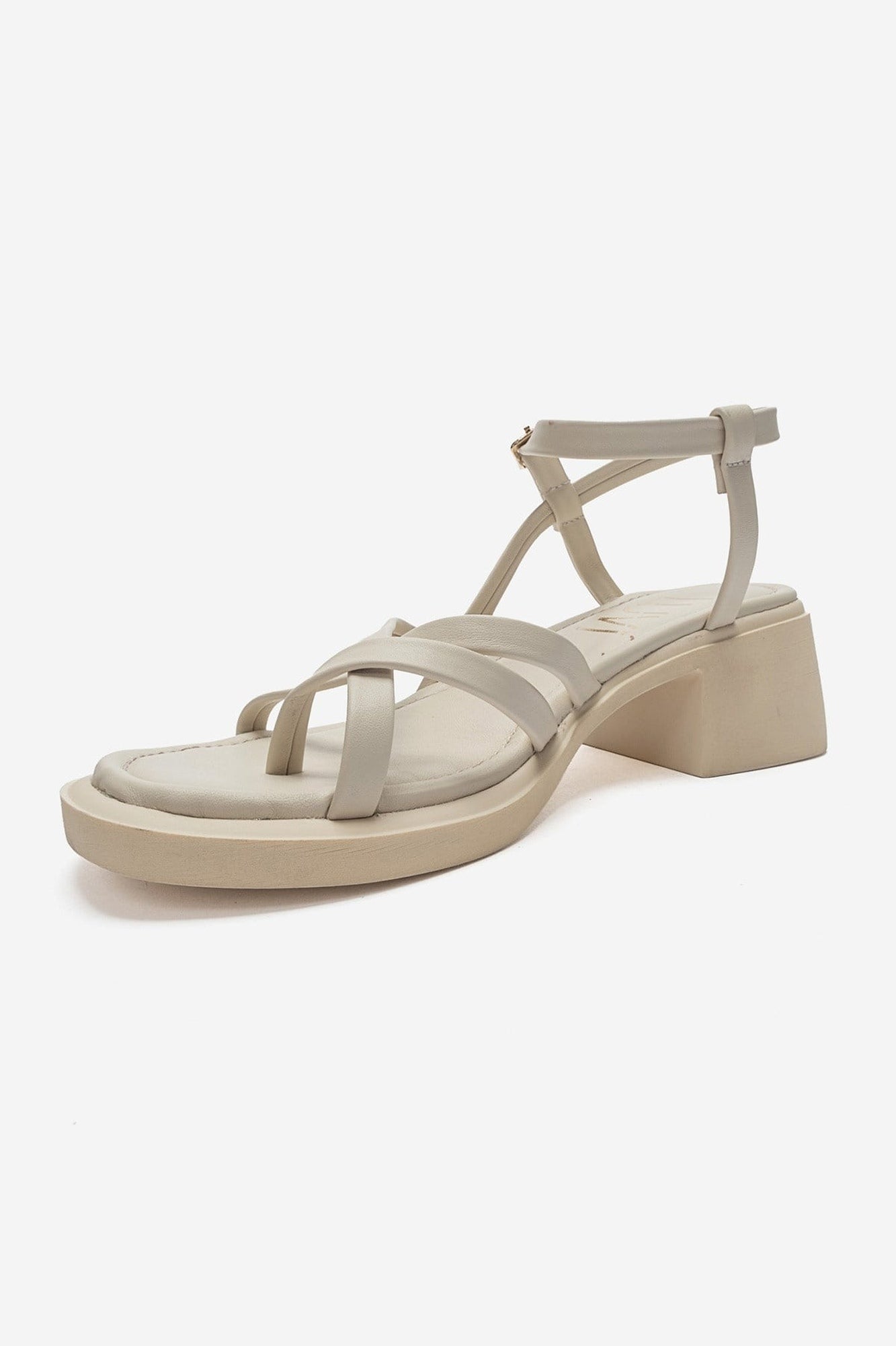 Cirelle - Beige Genuine Leather Toe-Post Block Heel Sandal (Women)