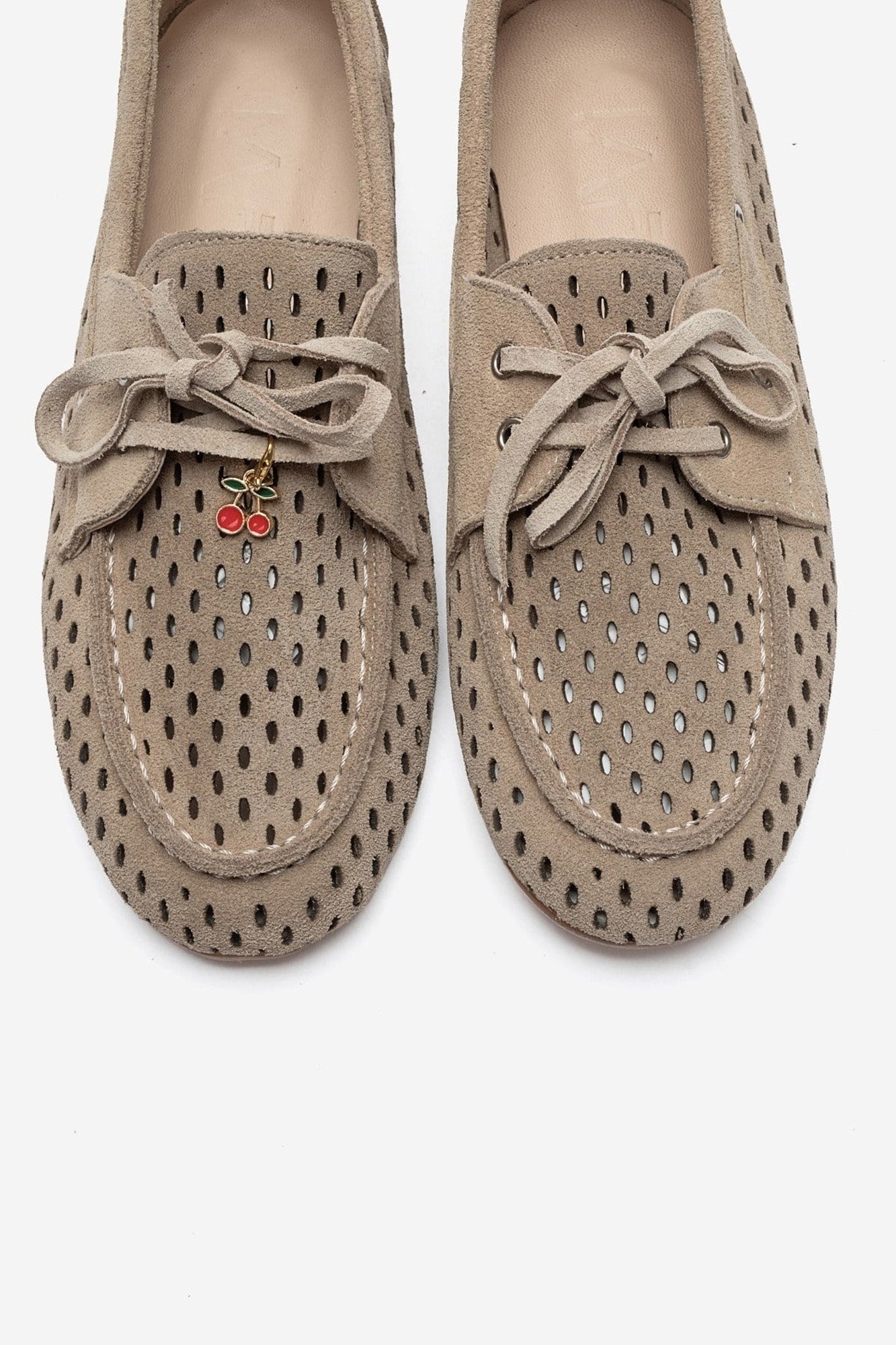 Stevo - Beige Genuine Suede Leather Lace-Up Loafer (Women)
