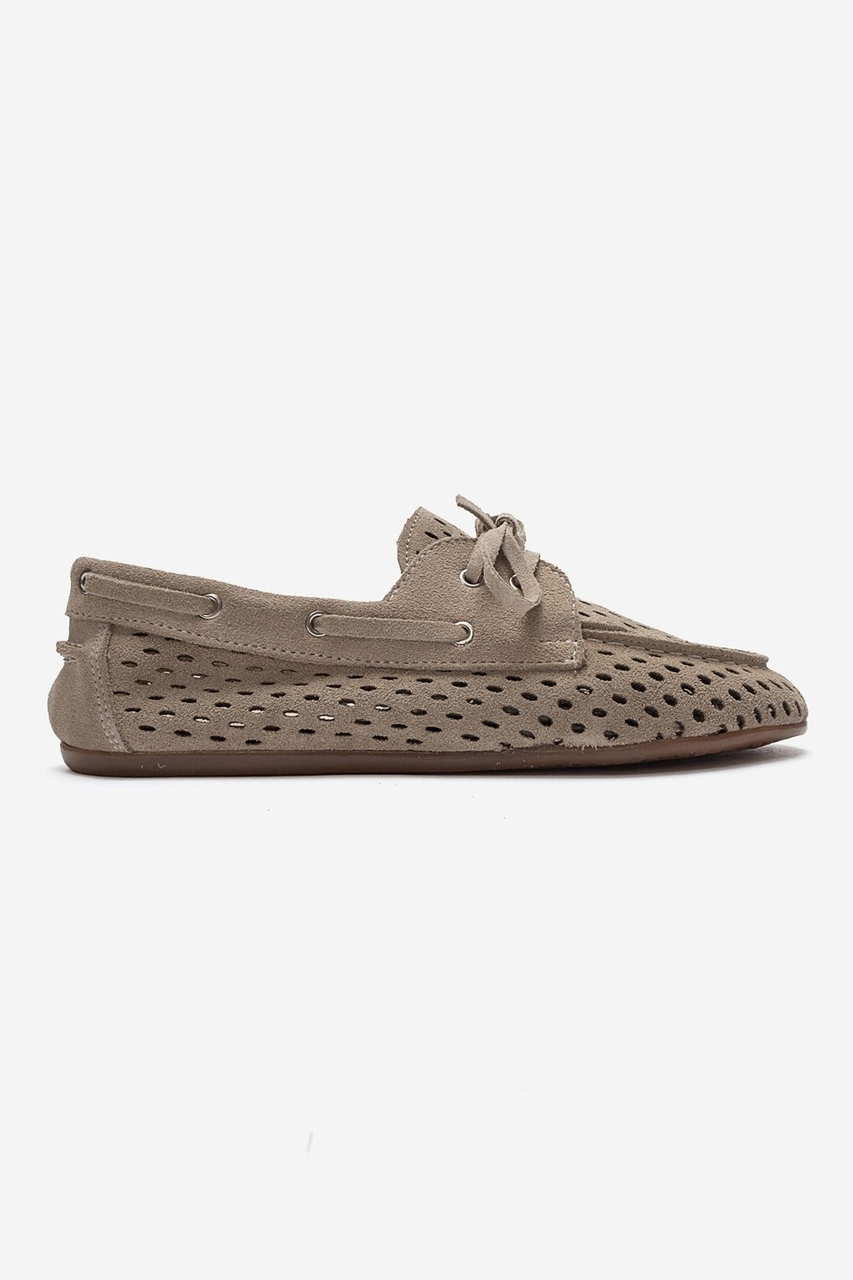 Stevo - Beige Genuine Suede Leather Lace-Up Loafer (Women)