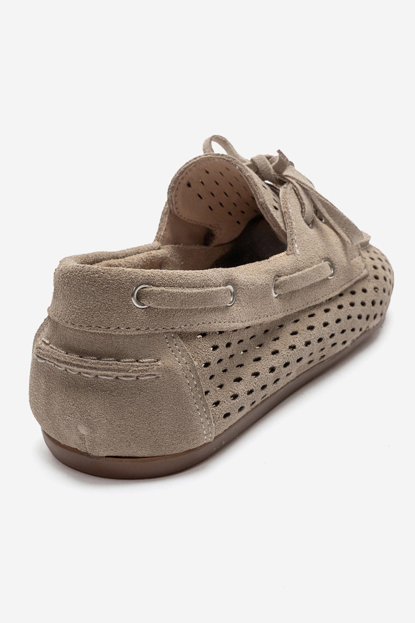 Stevo - Beige Genuine Suede Leather Lace-Up Loafer (Women)