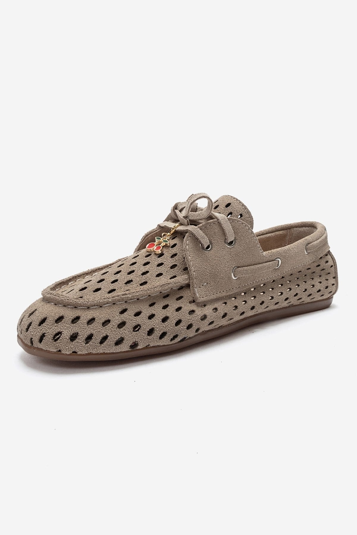 Stevo - Beige Genuine Suede Leather Lace-Up Loafer (Women)