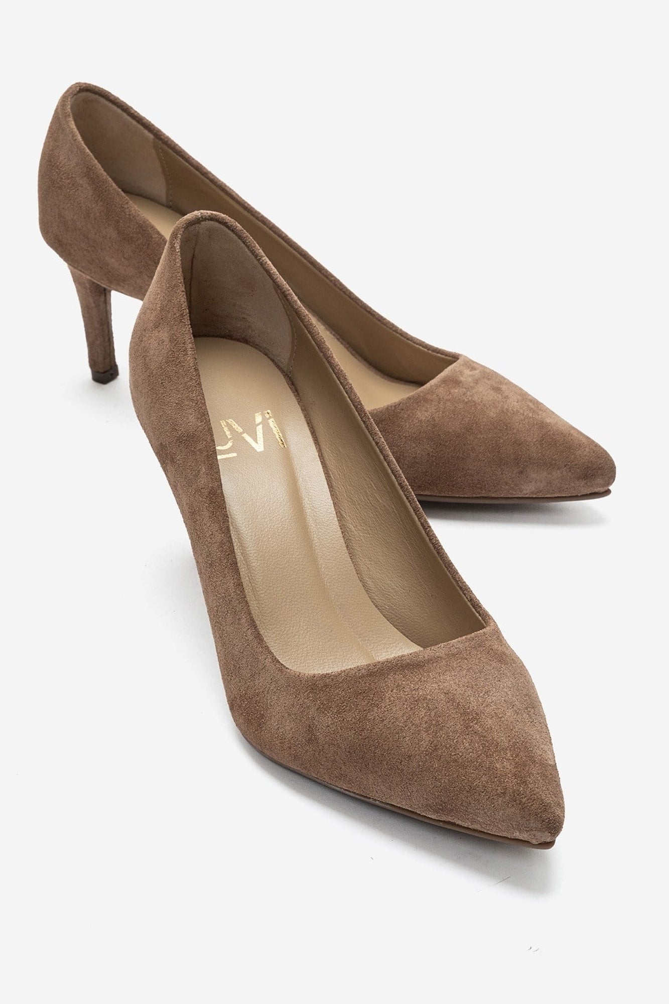 CLYDE - Taupe Suede Genuine Leather Stiletto Pump (Women)