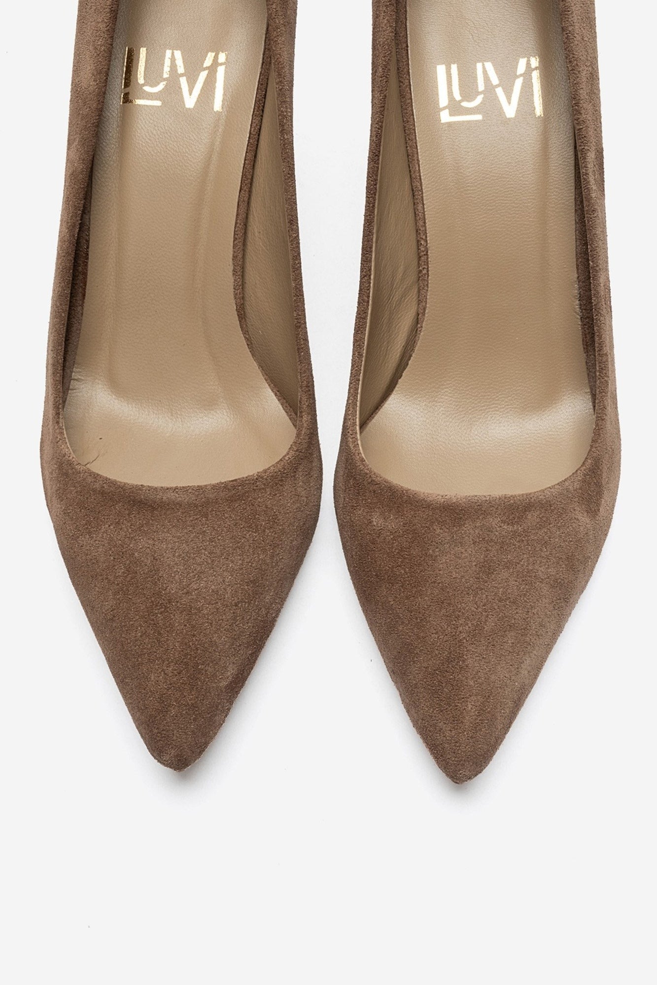 CLYDE - Taupe Suede Genuine Leather Stiletto Pump (Women)