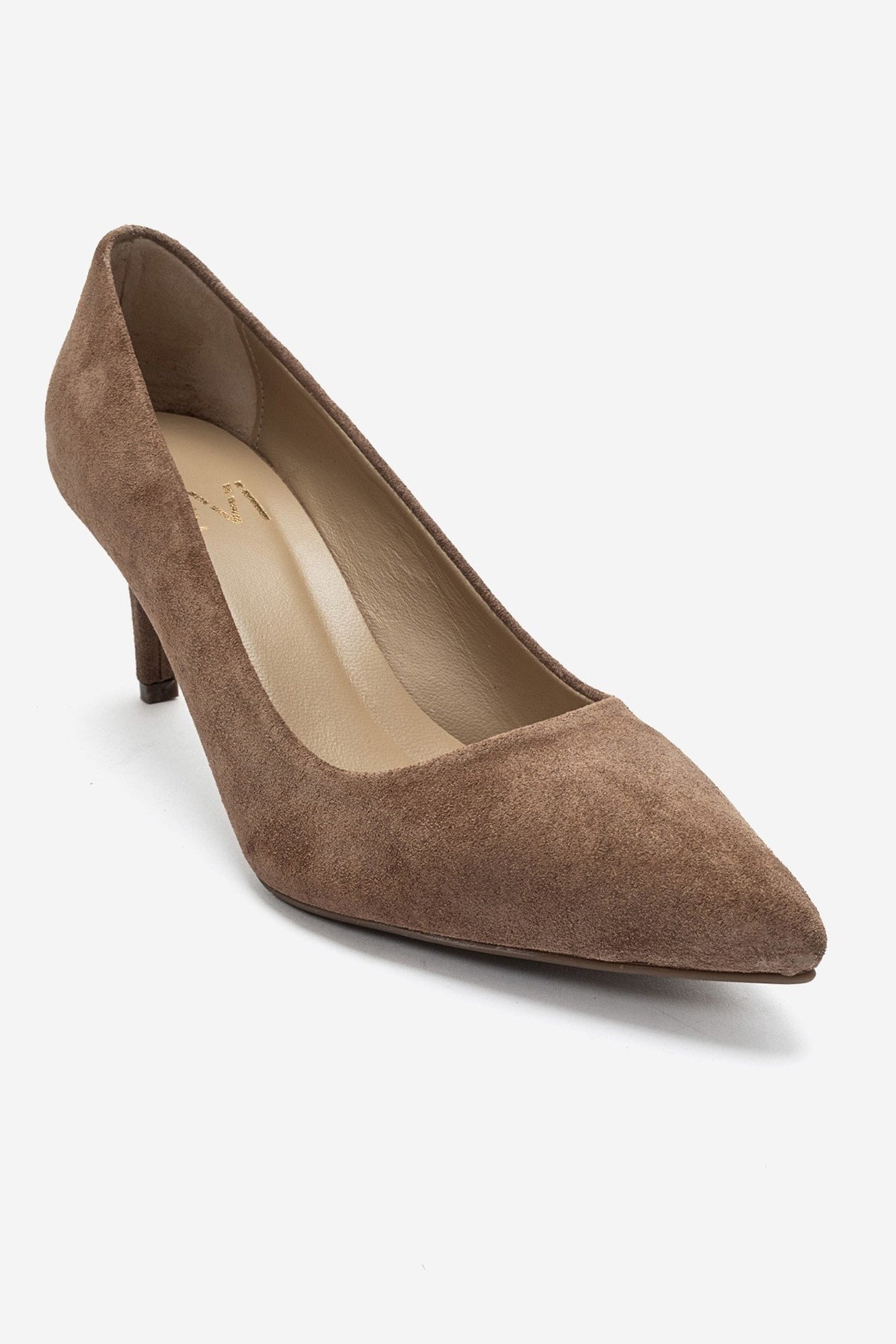CLYDE - Taupe Suede Genuine Leather Stiletto Pump (Women)