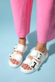 Zley White Buckle Sandal (Women)