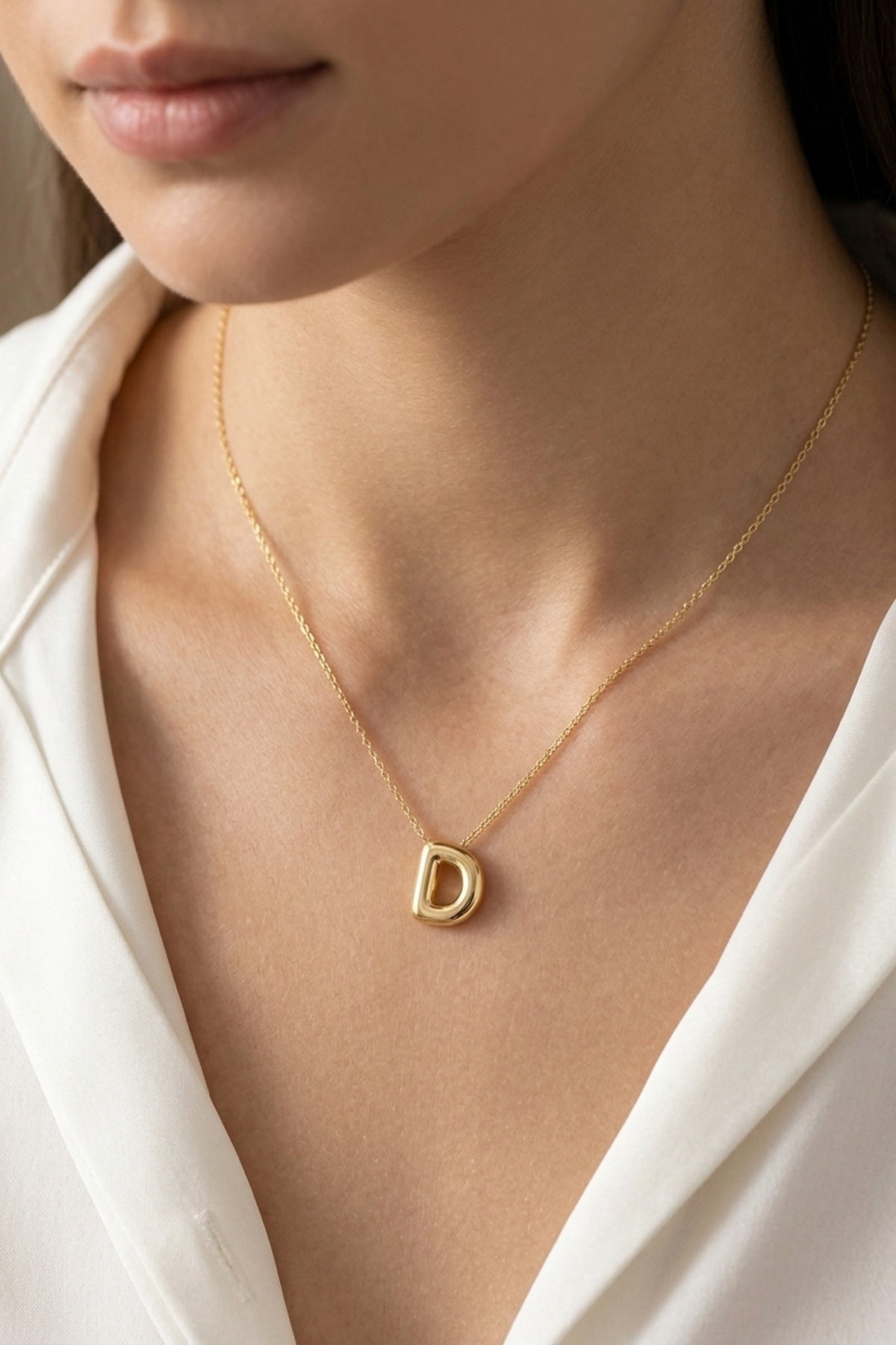Signature 14k Gold Initial Necklace - D