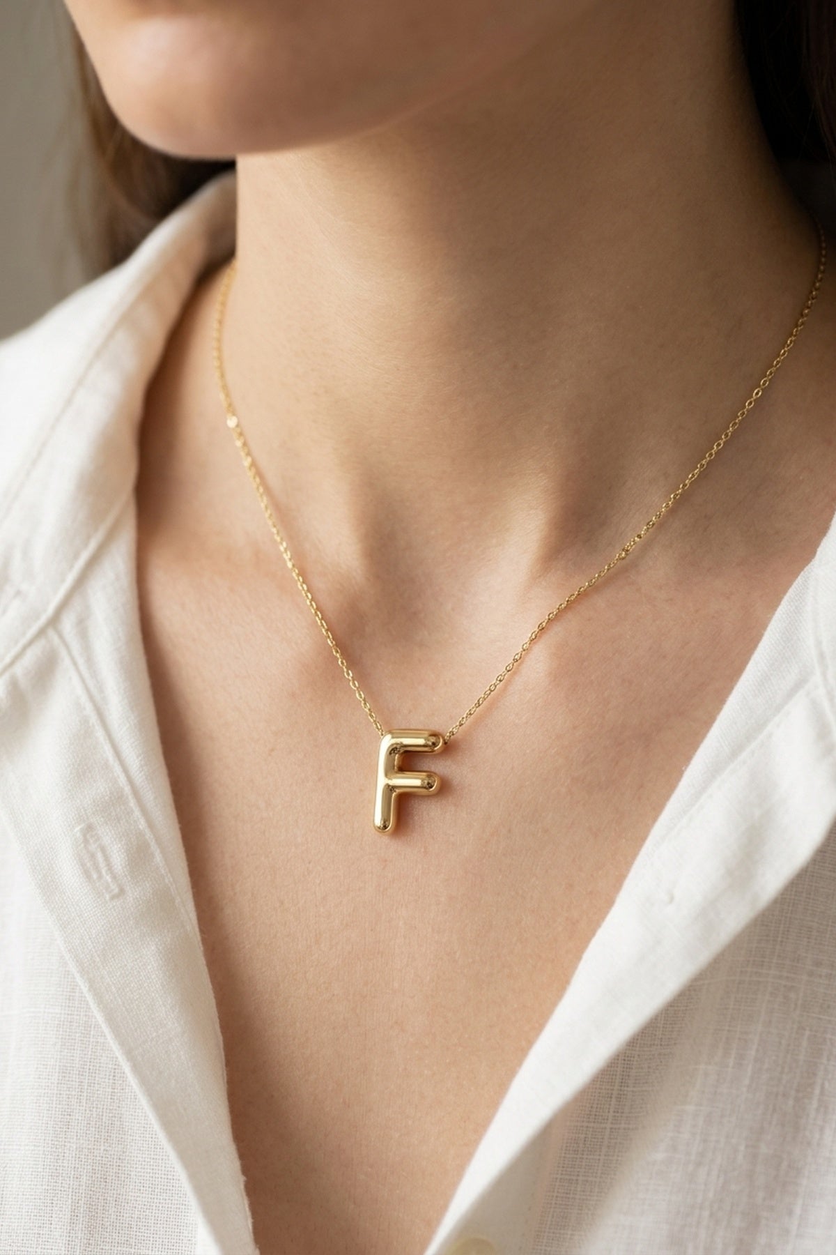 Signature 14k Gold Initial Necklace - F