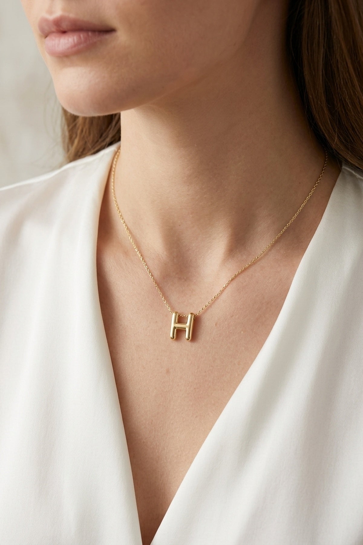 Signature 14k Gold Initial Necklace - H