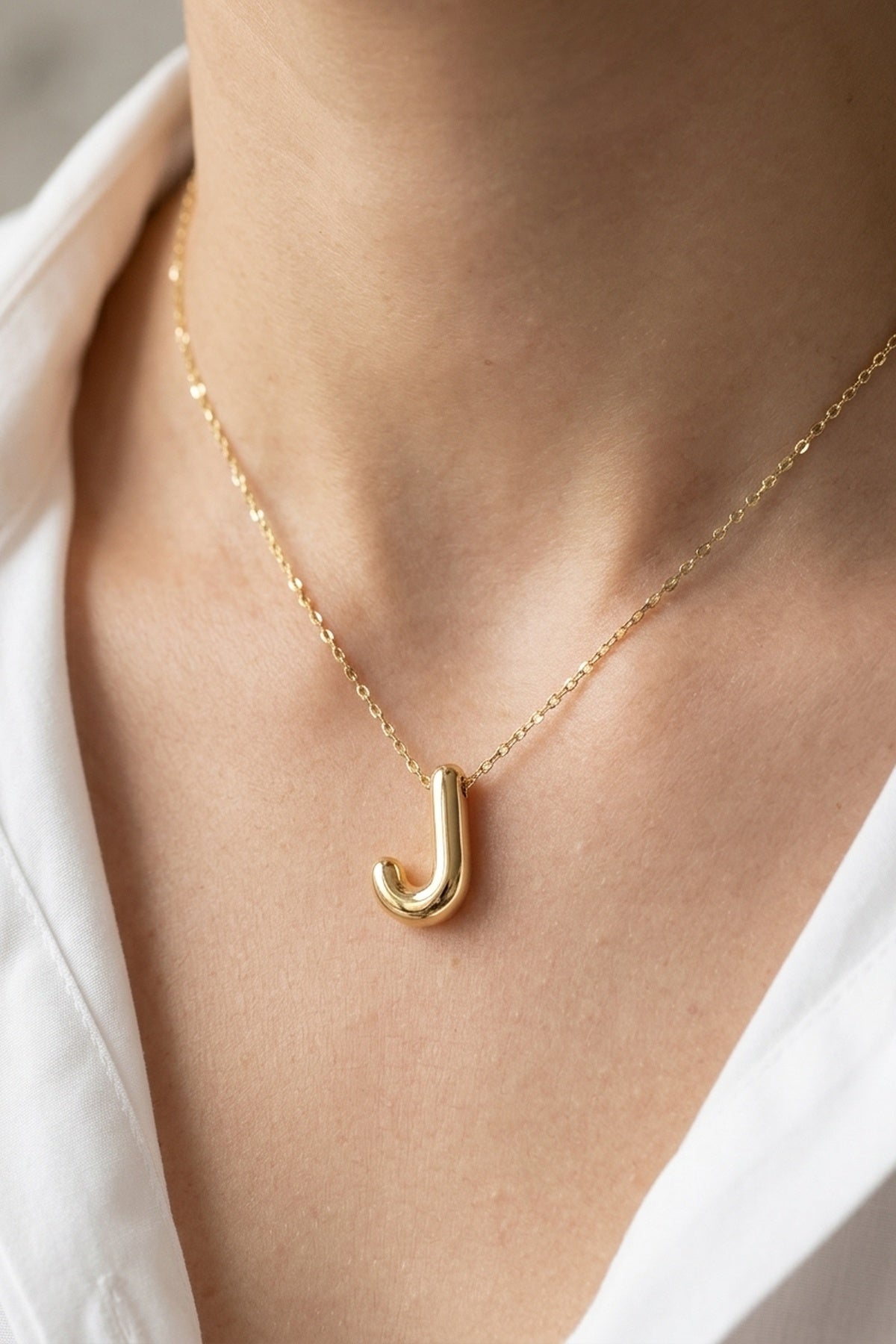Signature 14k Gold Initial Necklace - J