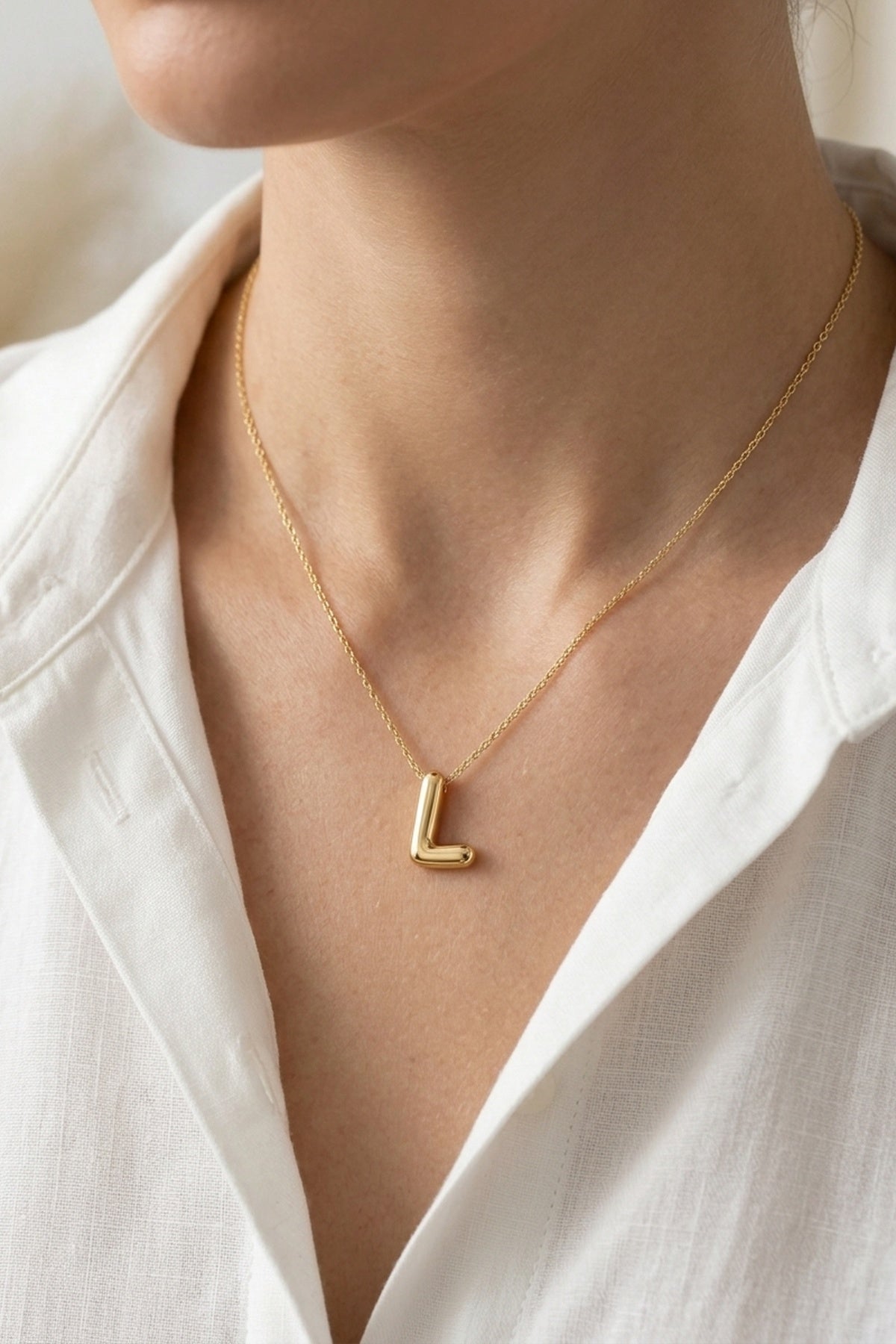 Signature 14k Gold Initial Necklace - L