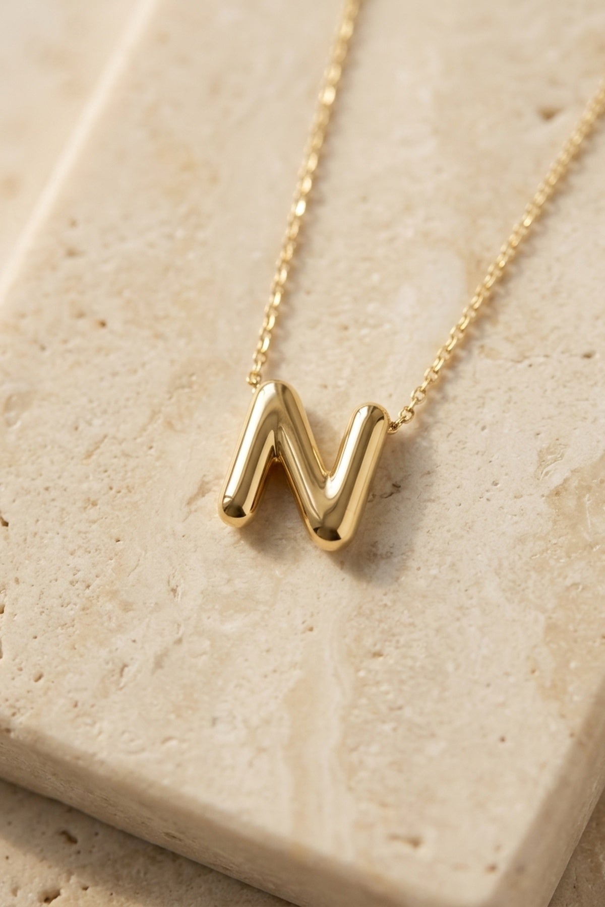 Signature 14k Gold Initial Necklace - N