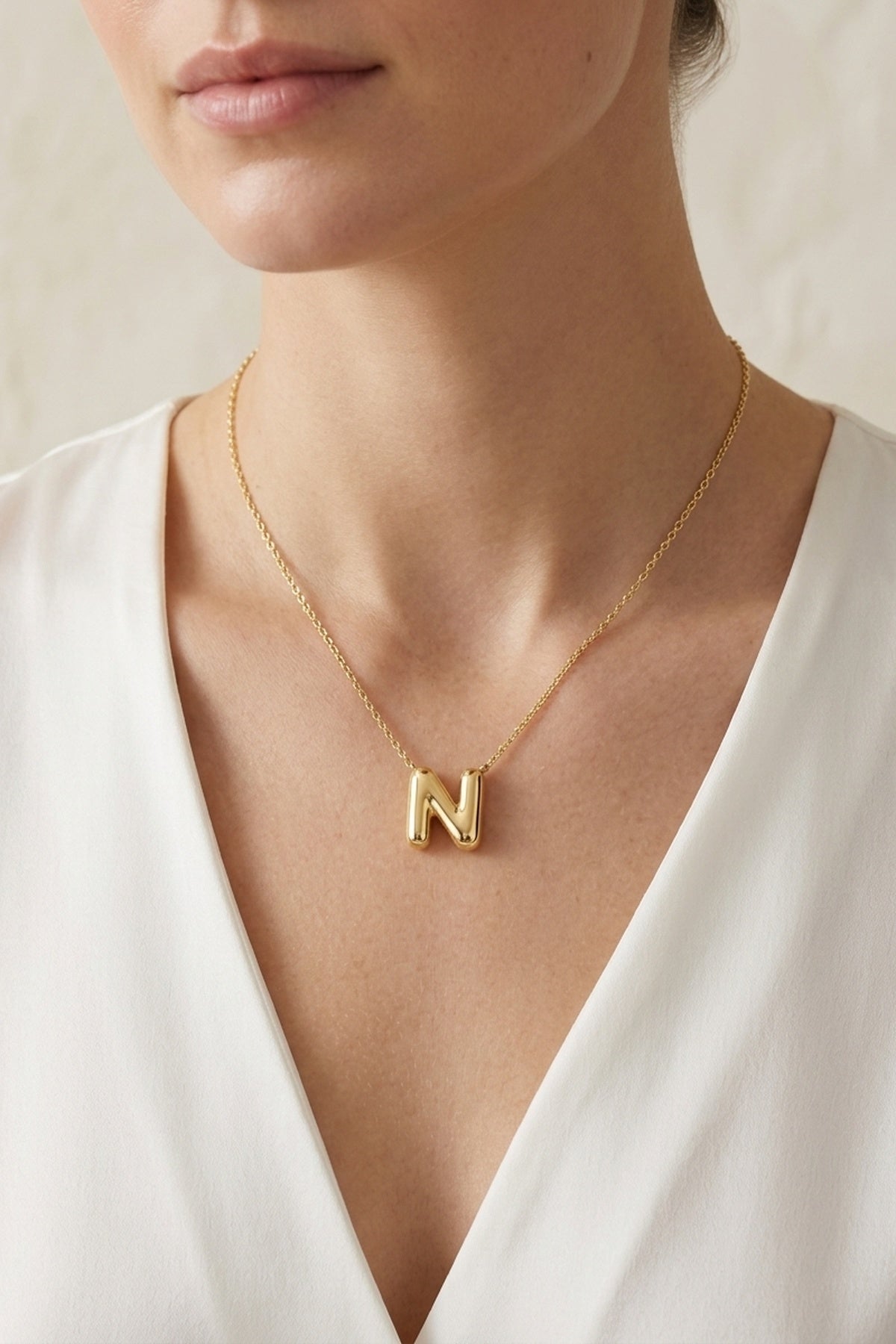 Signature 14k Gold Initial Necklace - N