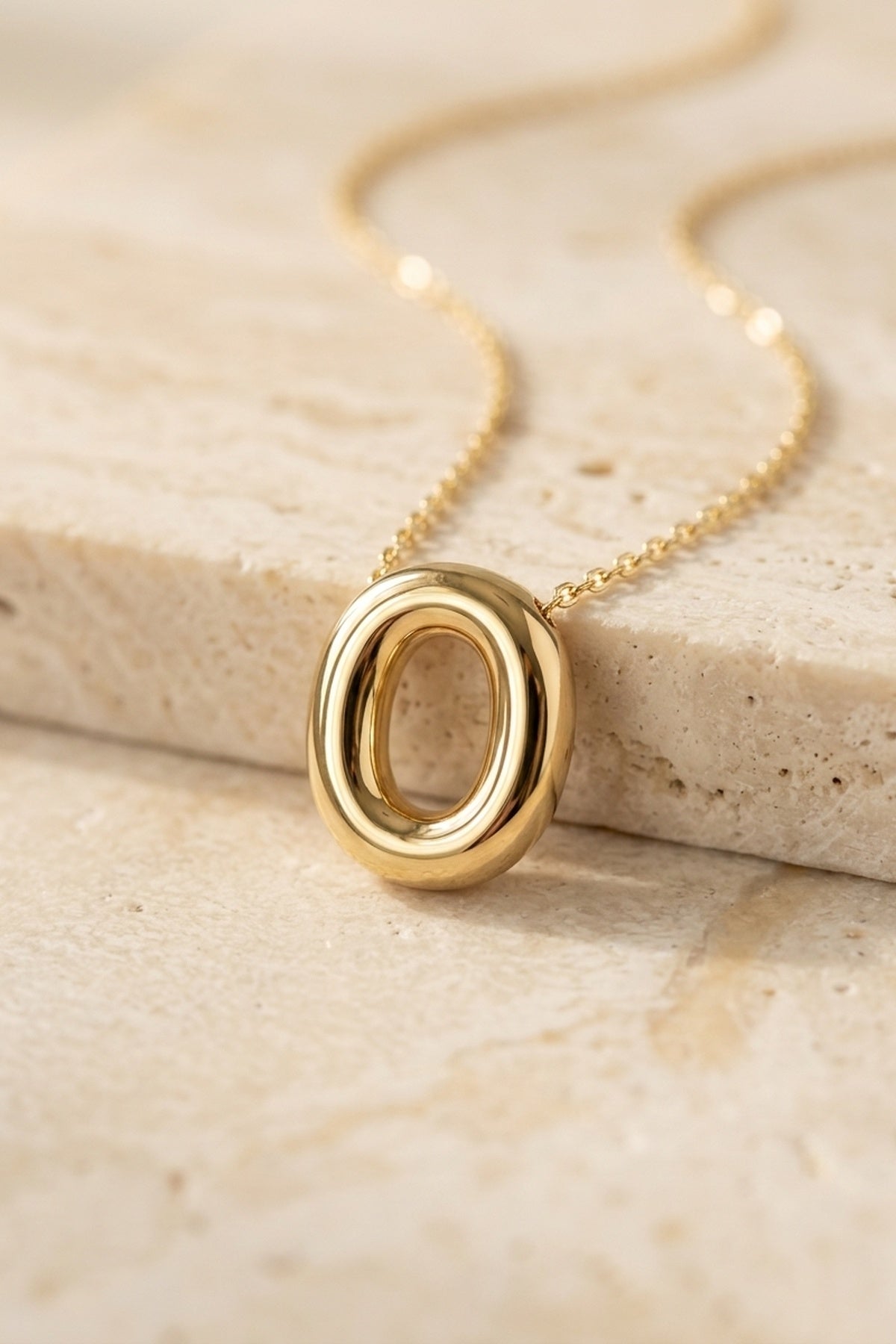 Signature 14k Gold Initial Necklace - O