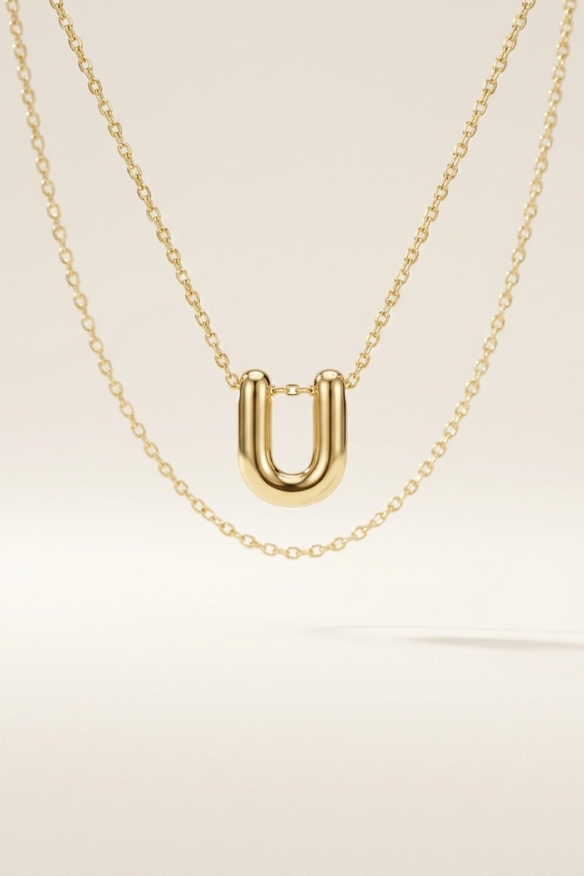 Signature 14k Gold Initial Necklace - U