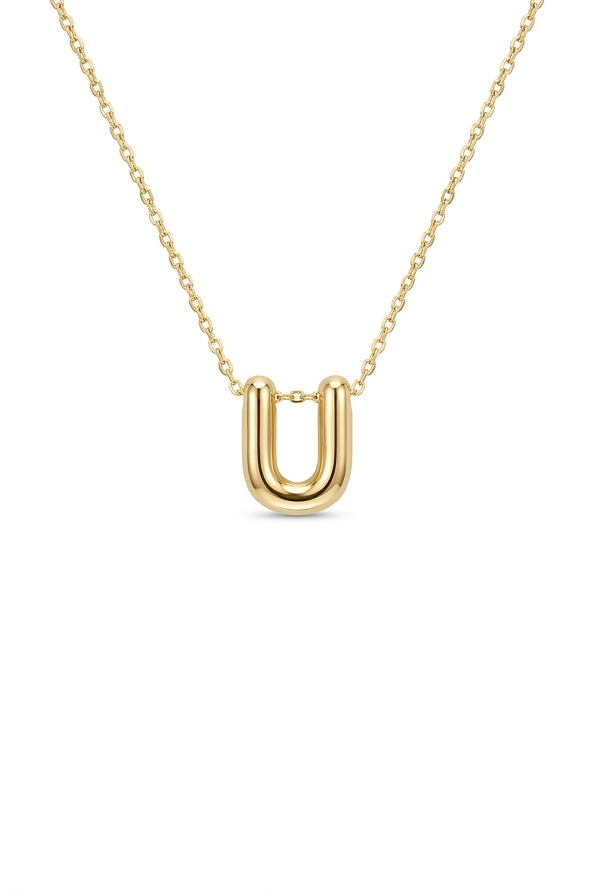 Signature 14k Gold Initial Necklace - U