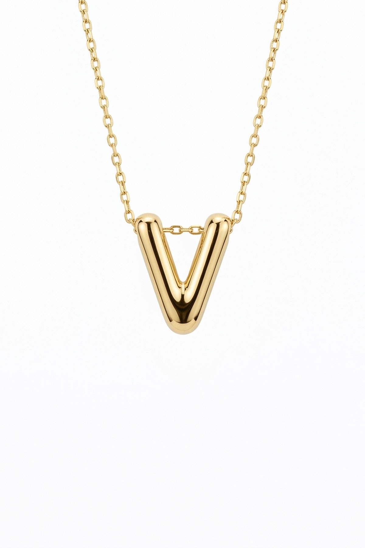 Signature 14k Gold Initial Necklace - V