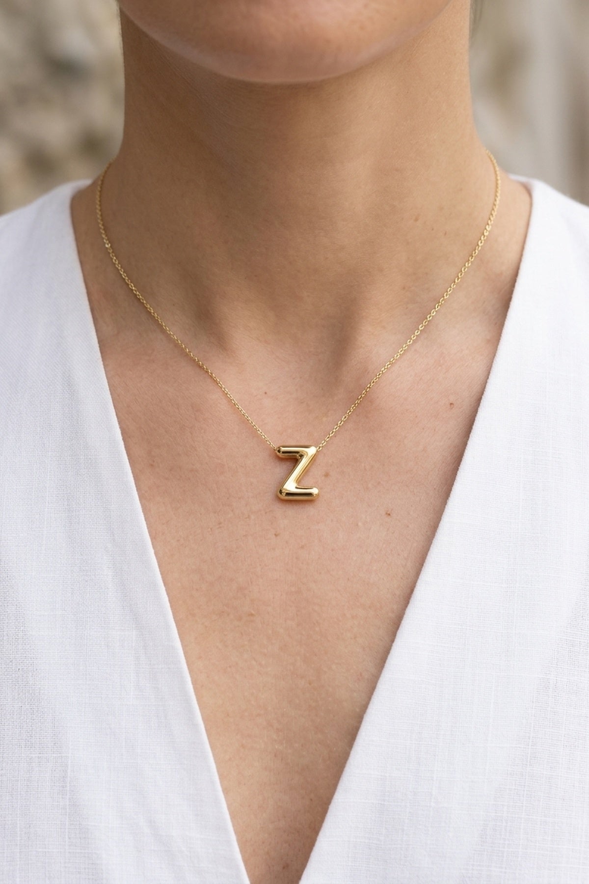 Signature 14k Gold Initial Necklace - Z