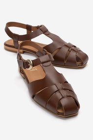 JANDOR - Brown Genuine Leather Sandal (Women)