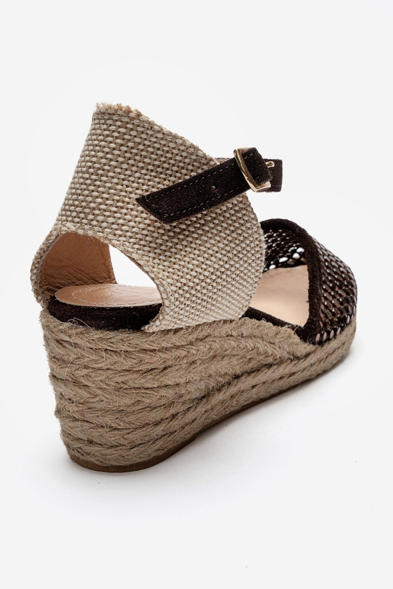 DRELIX - Cognac Genuine Leather Wedge Heel Espadrille Sandal (Women)