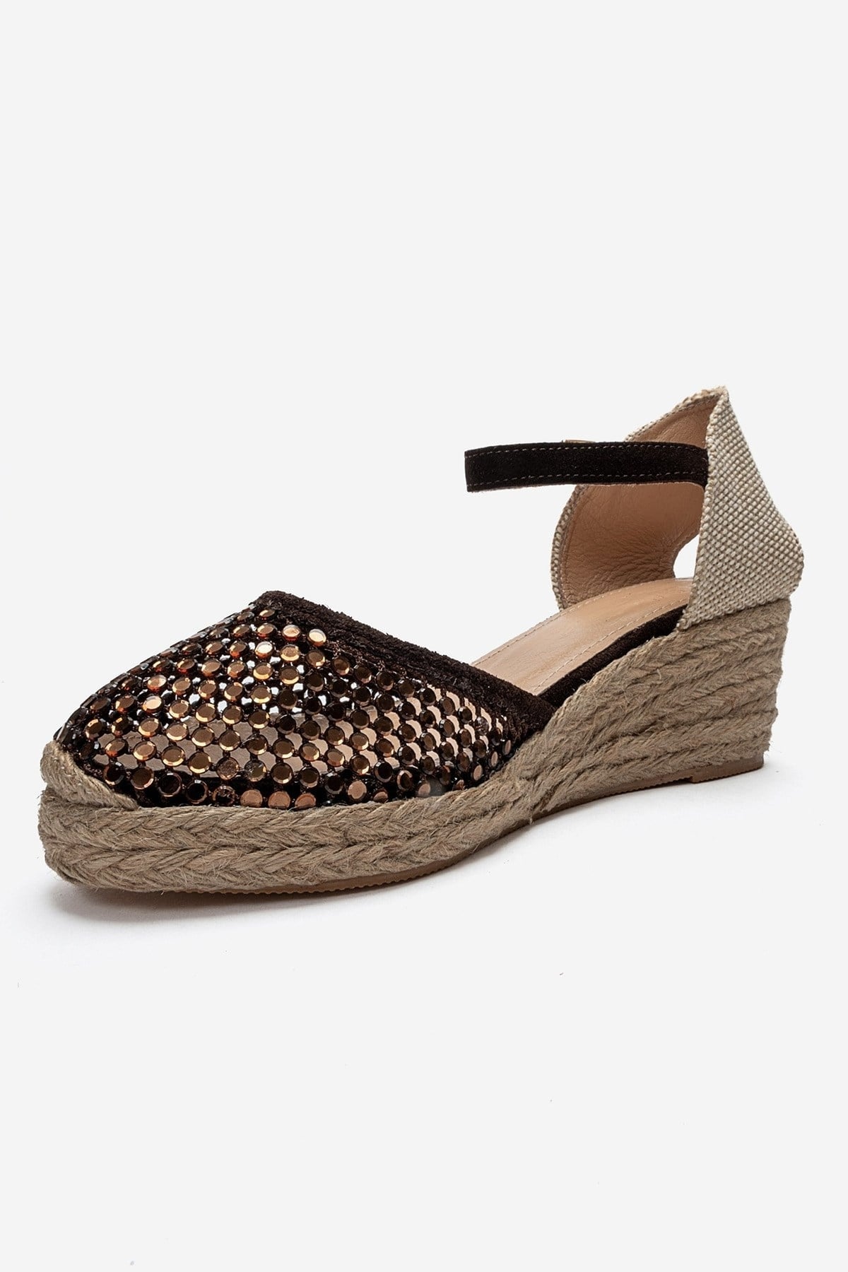 DRELIX - Cognac Genuine Leather Wedge Heel Espadrille Sandal (Women)