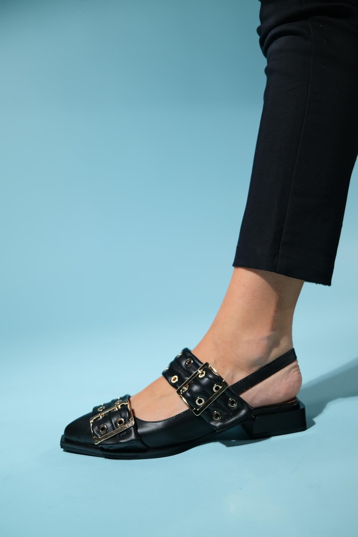 Paloma - Black Gold Buckle Sandal (Women)